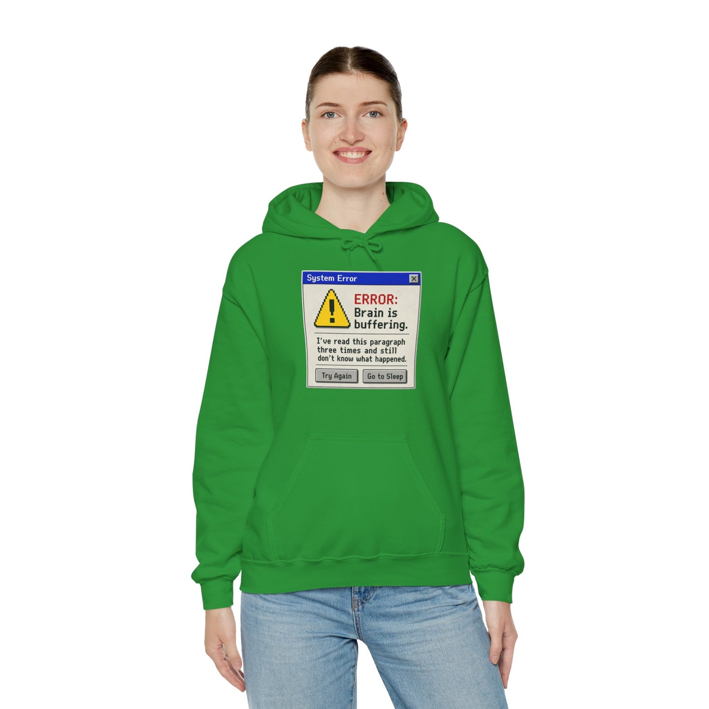 Neurospicy "ERROR: Brain is buffering" Retro Computer Alert Graphic Hoodie
