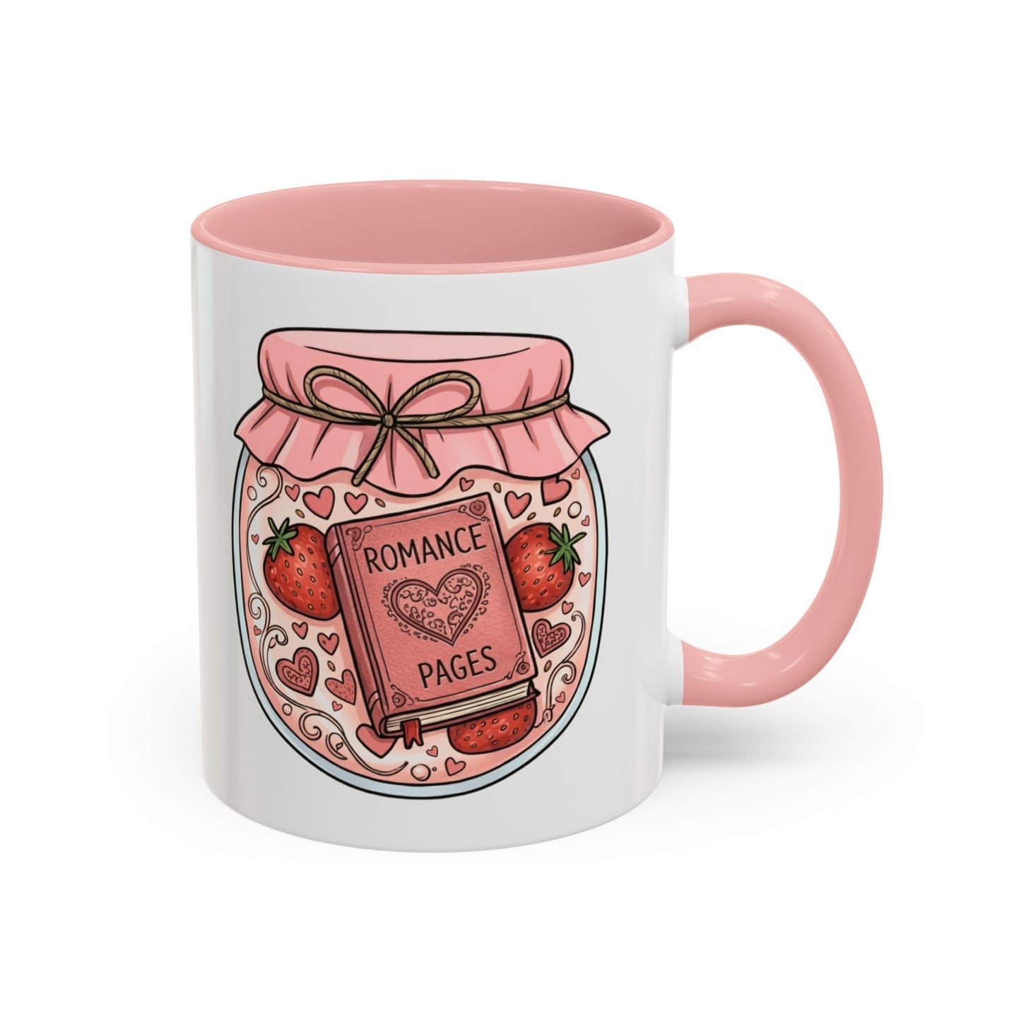 "Romance Pages" Jam Jar Coffee Mug — Cute Strawberry Jam Romance Readers Mug (11/15oz)
