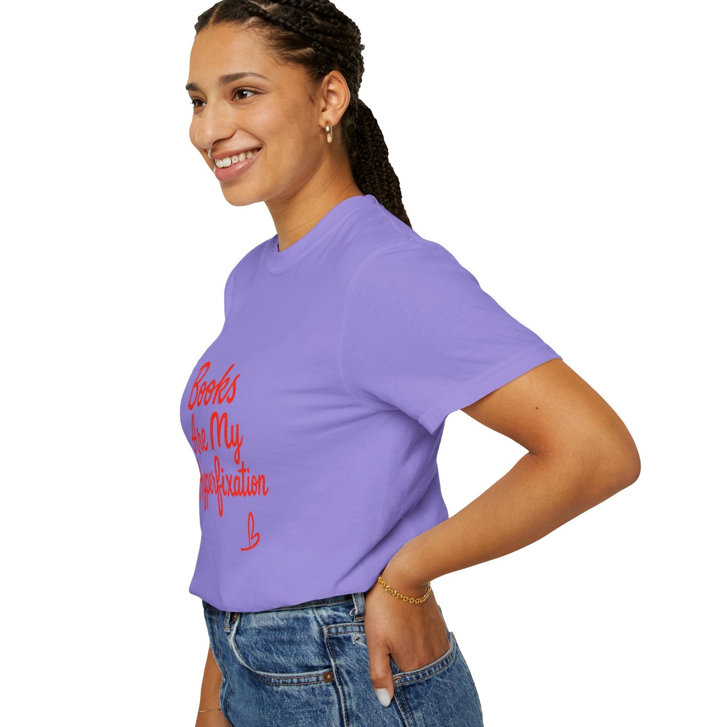 Books Are My Hyperfixation T-Shirt — Cute Red Script Reading Tee for Book Lovers