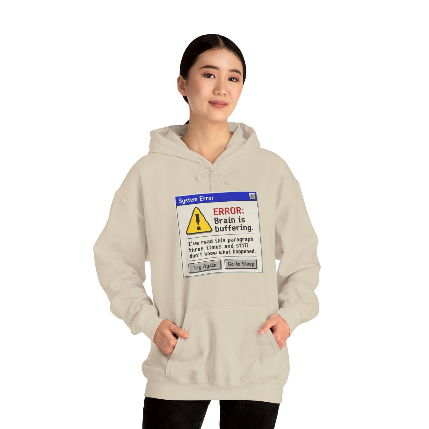Neurospicy "ERROR: Brain is buffering" Retro Computer Alert Graphic Hoodie