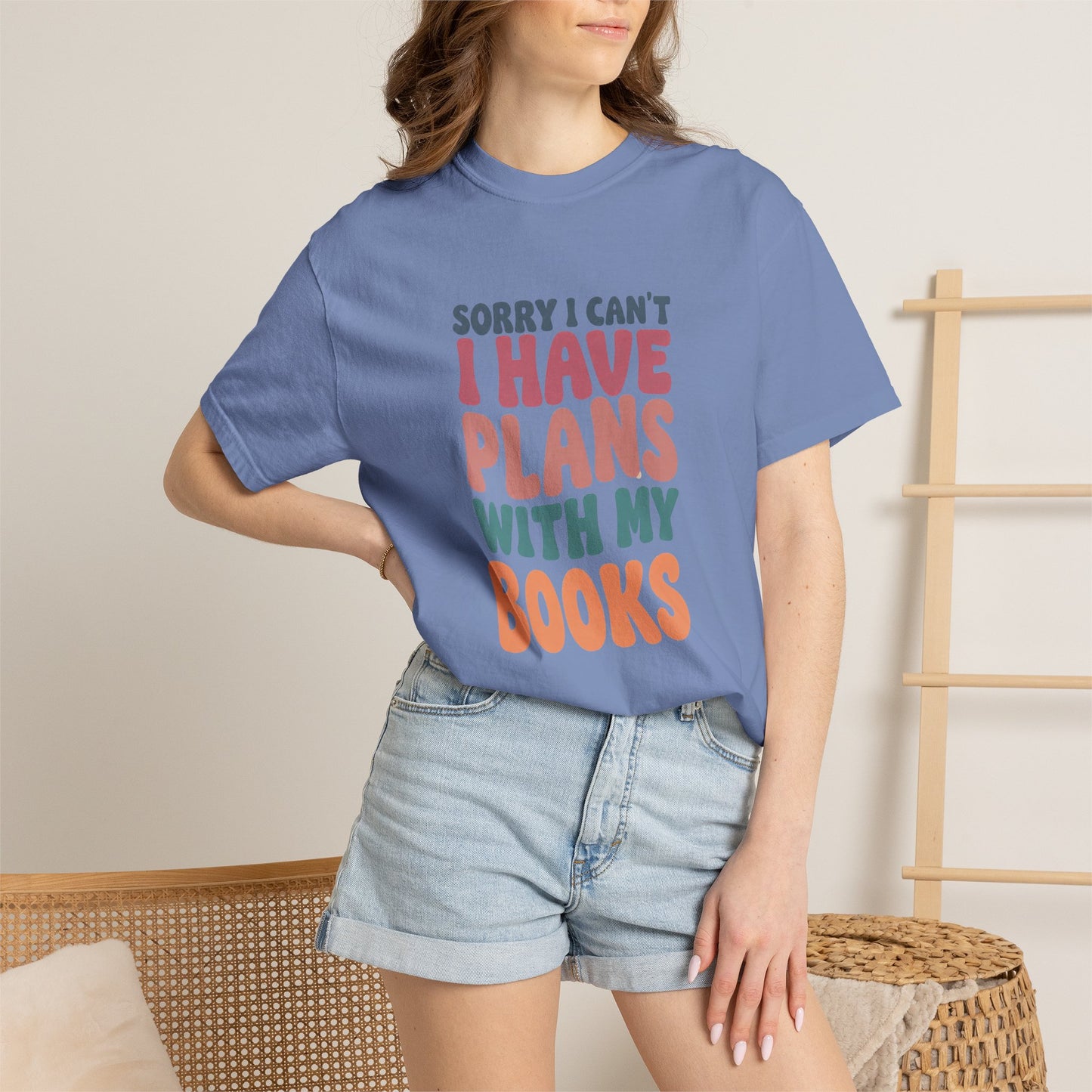 Book Lover T-Shirt — "Sorry I Can't, I Have Plans With My Books" Graphic Tee