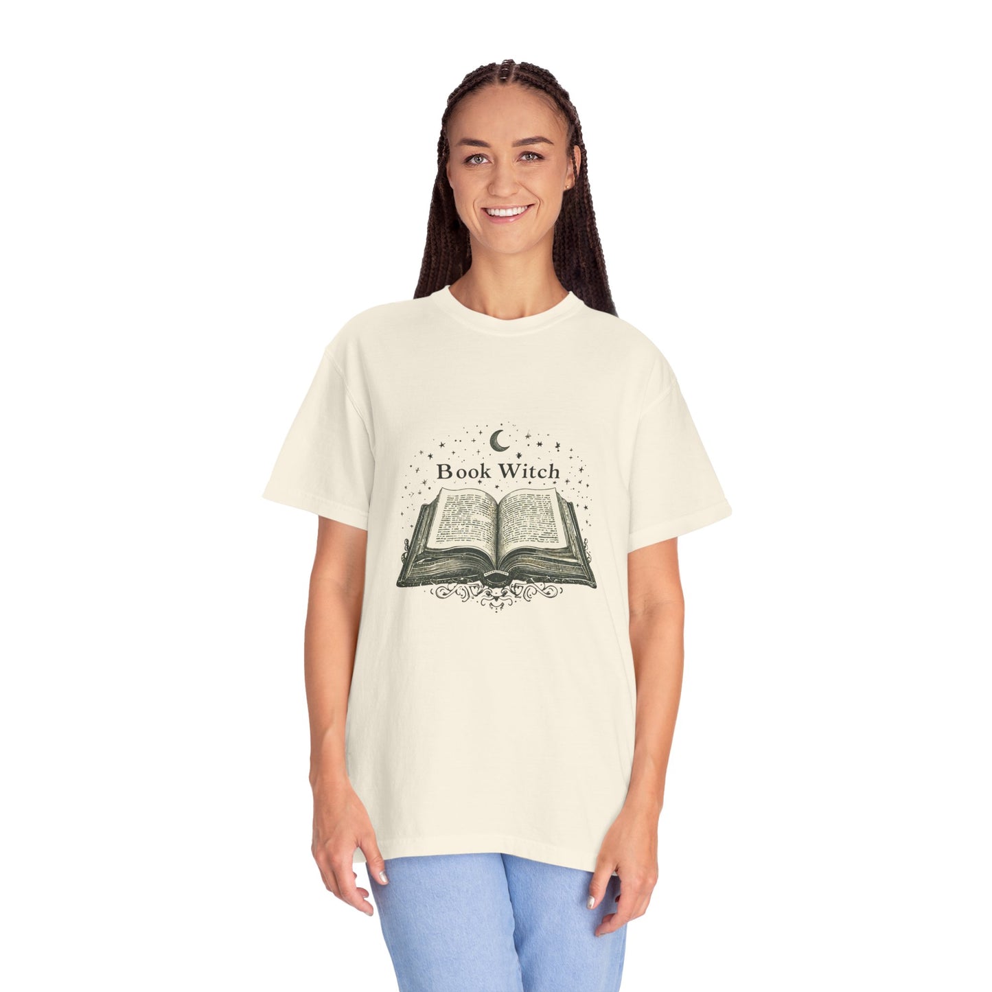 "Book Witch" T-Shirt — Vintage Open Spellbook Design for Readers & Witches