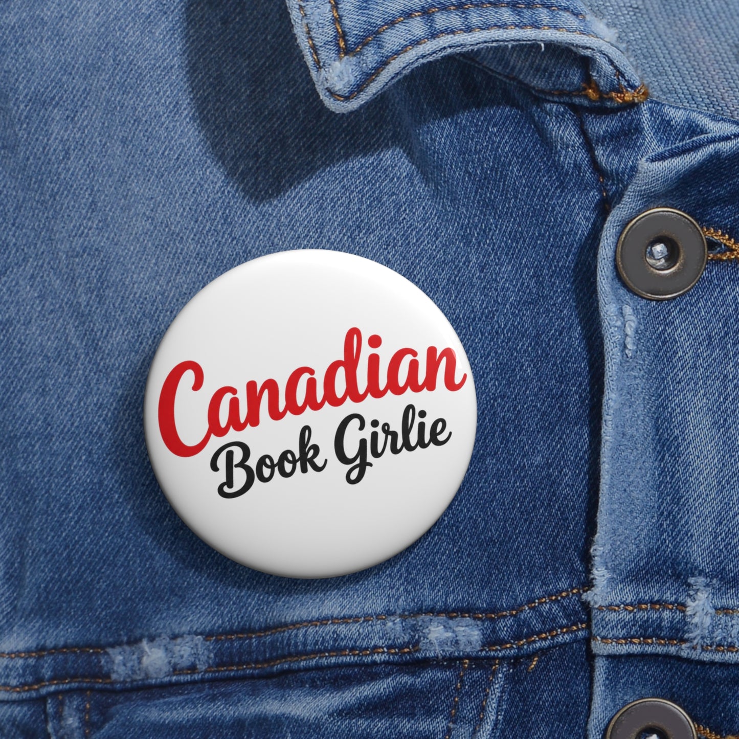 Pin Button — "Canadian Book Girlie" Book Lover Badge