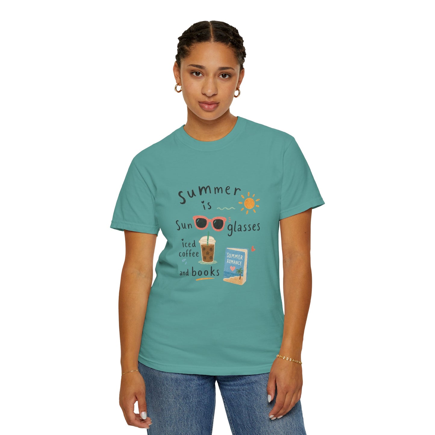 "Summer Is Sunglasses, Iced Coffee & Books" T-Shirt