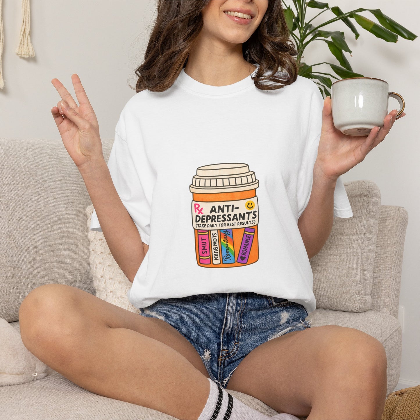 T-Shirt — "Anti-Depressants" Coffee & Books Graphic Tee