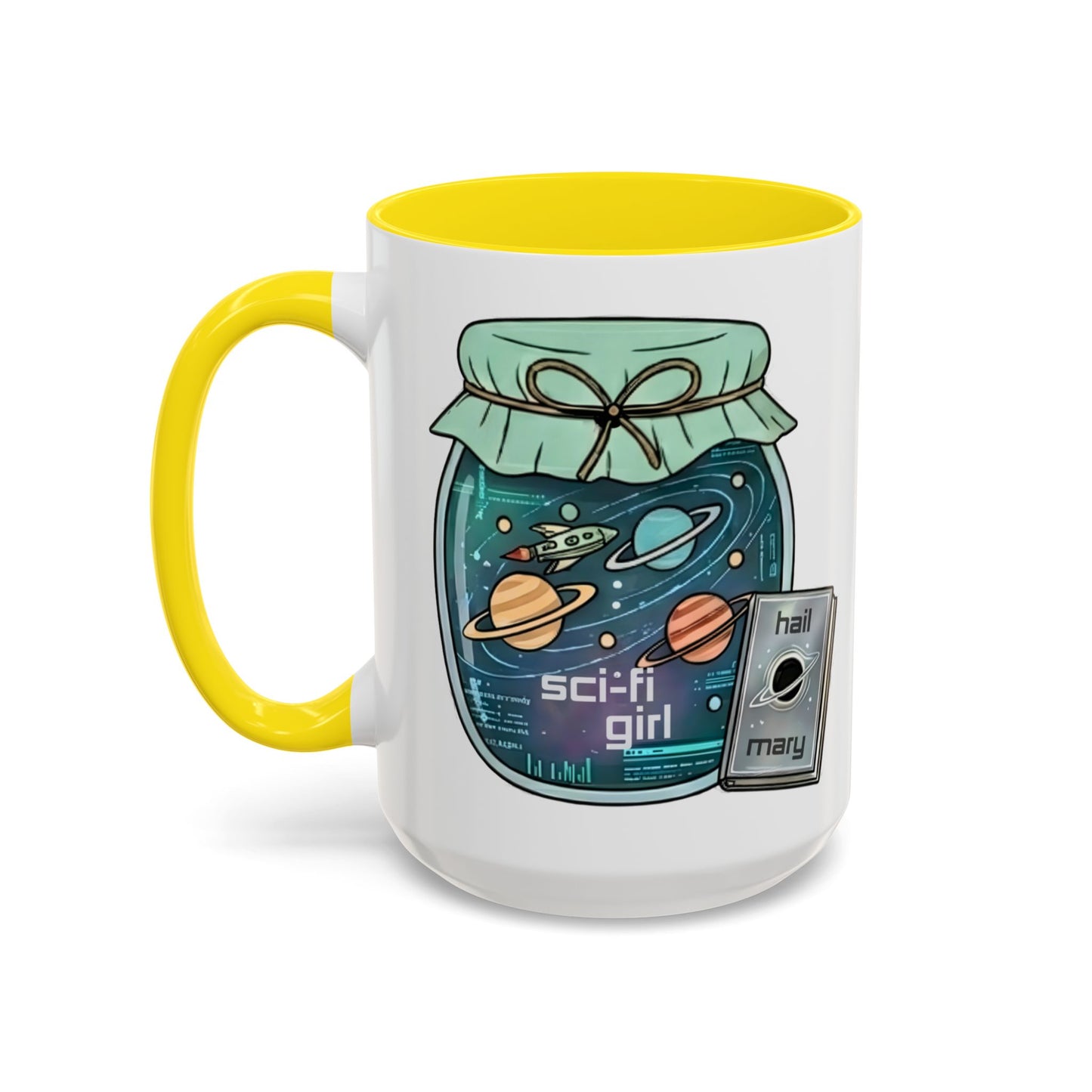 "Sci‑Fi Girl" JamJar Mug — Space Planets Accent Coffee Cup (11/15oz)