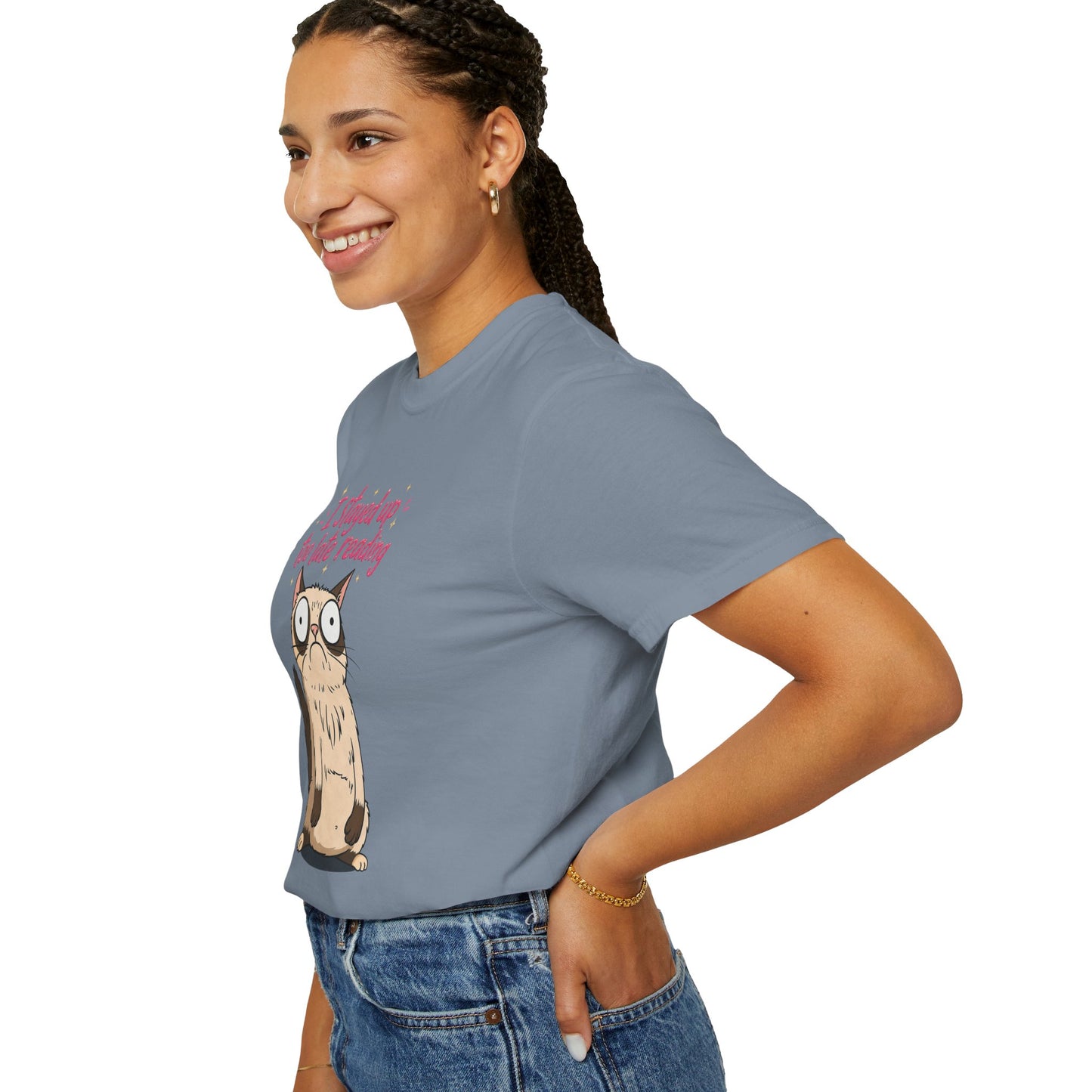 "I Stayed Up Too Late Reading" Cat T-Shirt — Cute Book Lover Graphic Tee