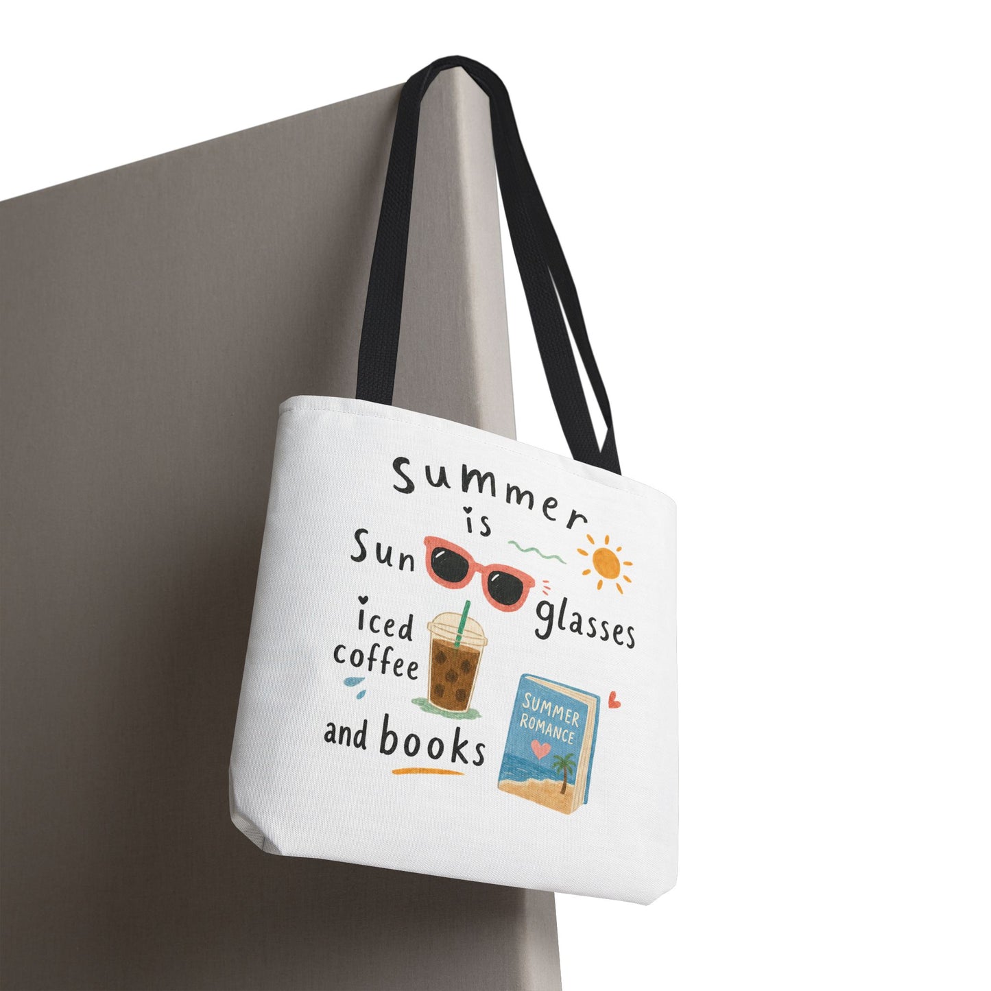 Summer Tote Bag — “Summer is Sunglasses, Iced Coffee and Books” Beach Book Bag