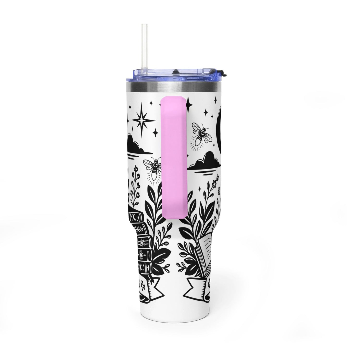 40oz Vacuum Tumbler — "Late Night Reading Club" Lantern & Moon Book Lover Travel Mug