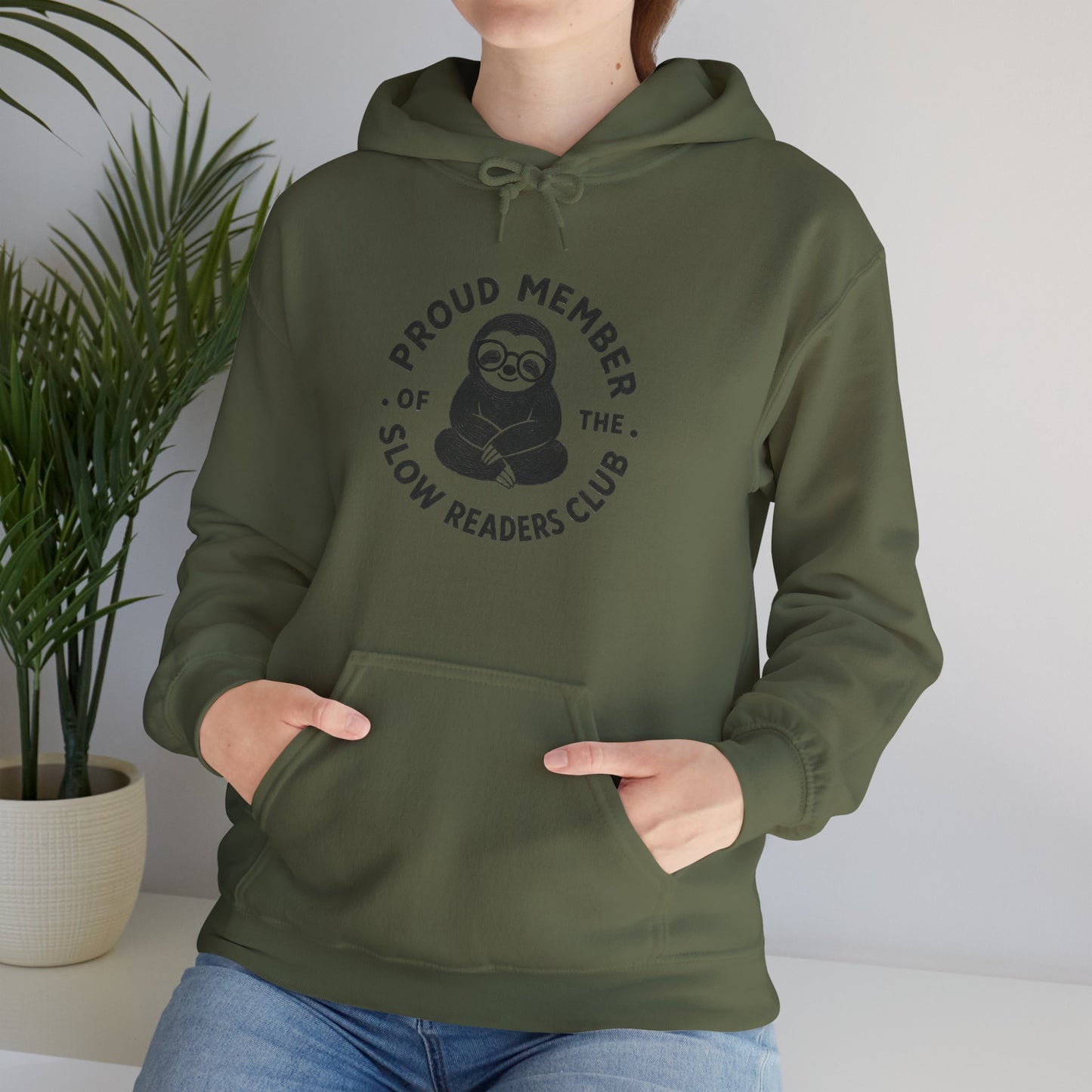 "Proud Member of the Slow Readers Club" Sloth Reading Hoodie