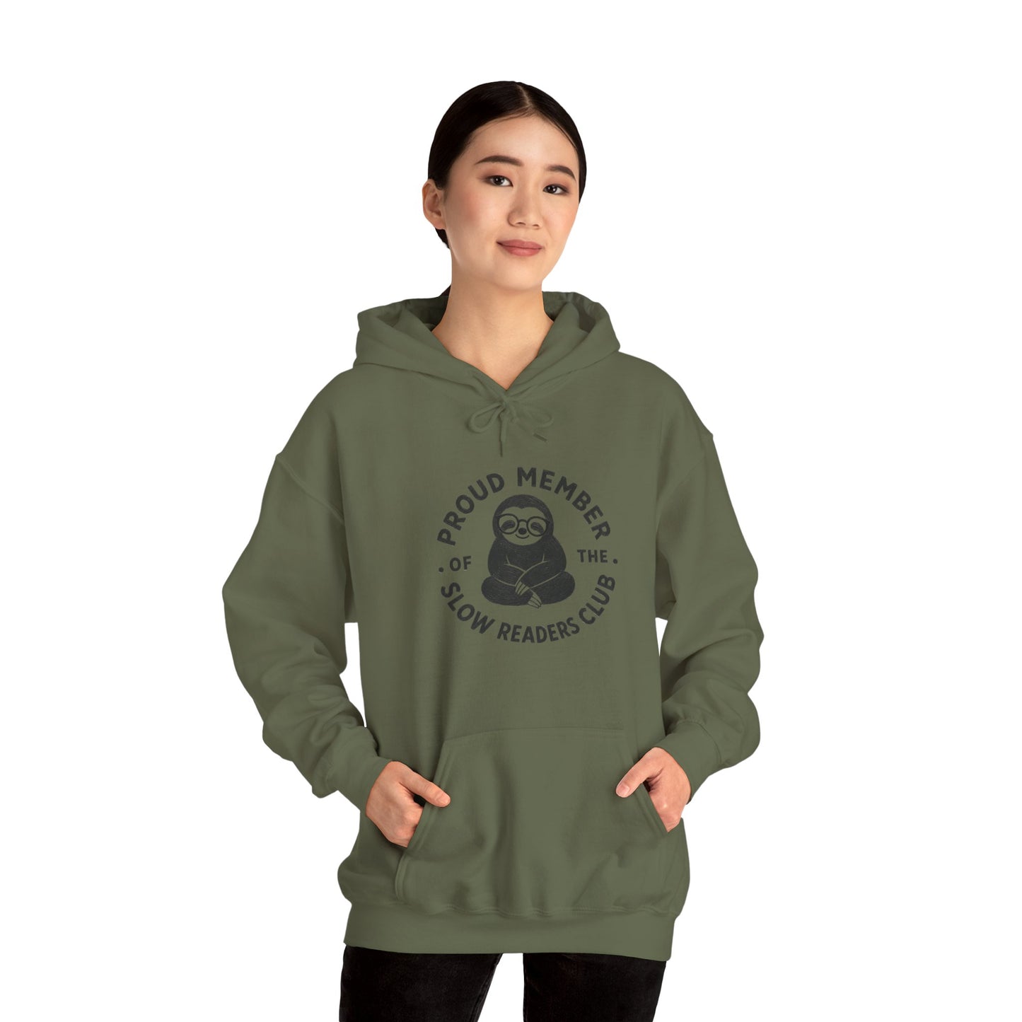 "Proud Member of the Slow Readers Club" Sloth Reading Hoodie