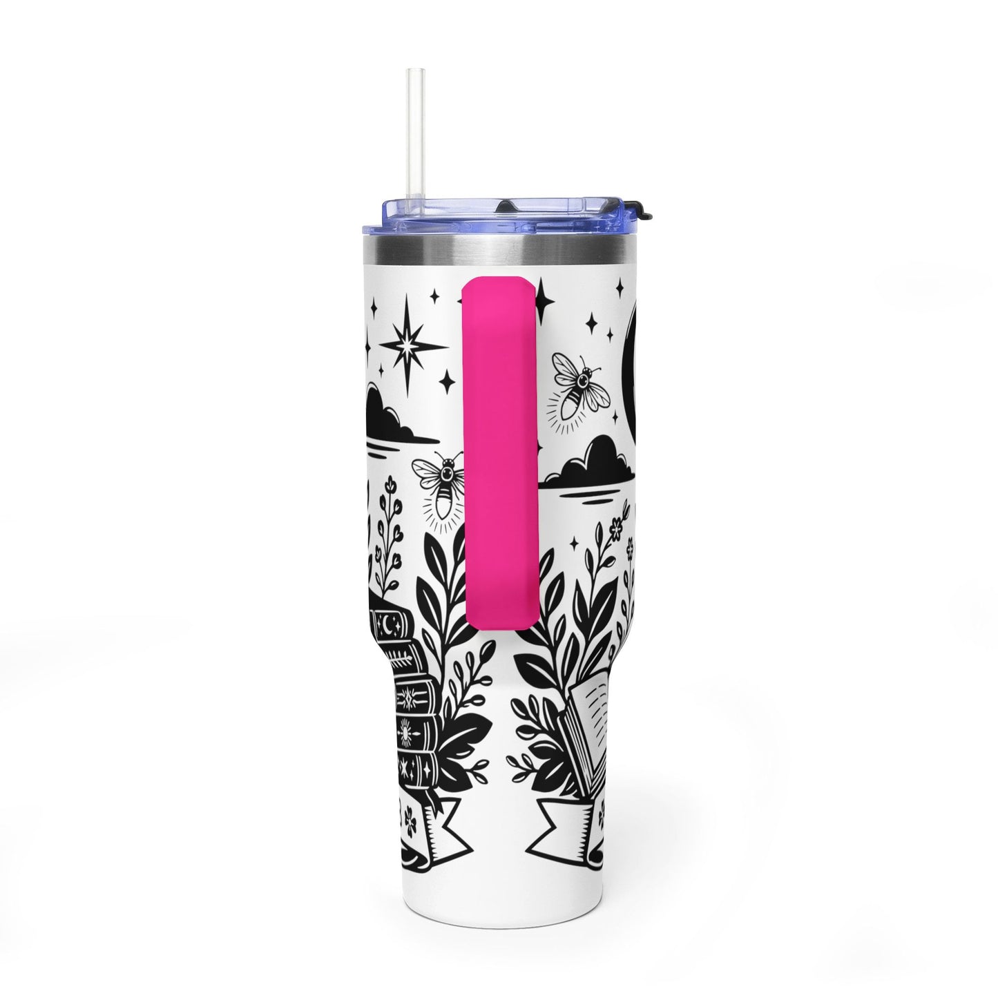 40oz Vacuum Tumbler — "Late Night Reading Club" Lantern & Moon Book Lover Travel Mug
