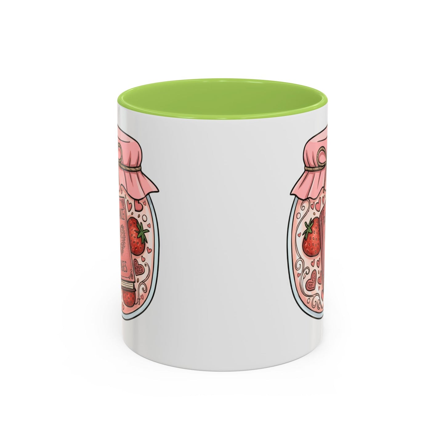 "Romance Pages" Jam Jar Coffee Mug — Cute Strawberry Jam Romance Readers Mug (11/15oz)