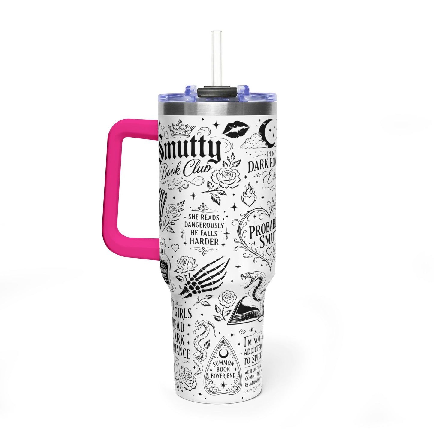 40oz Tumbler — "In My Dark Romance Era (Probably Smut)" Graphic Vacuum Travel Mug