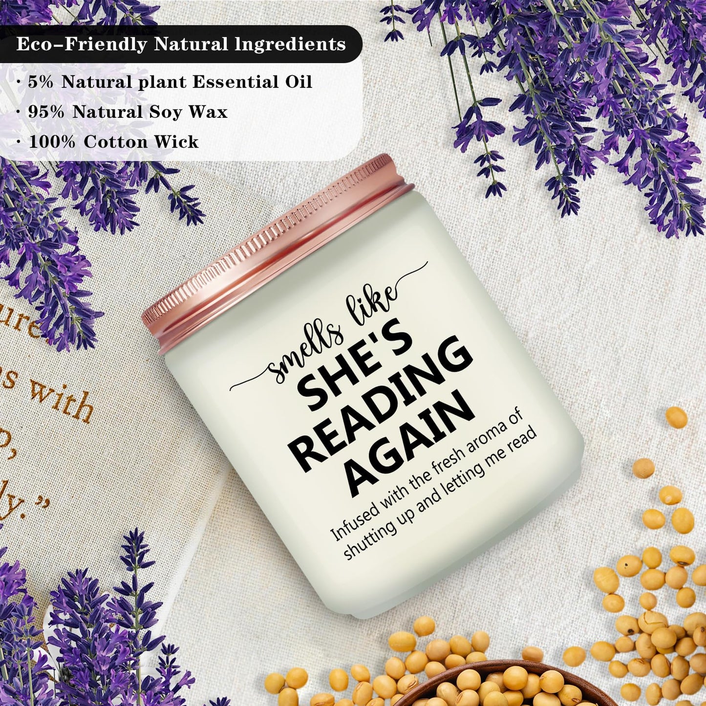 Bougie littéraire « Smells Like She's Reading Again » – Parfum lavande