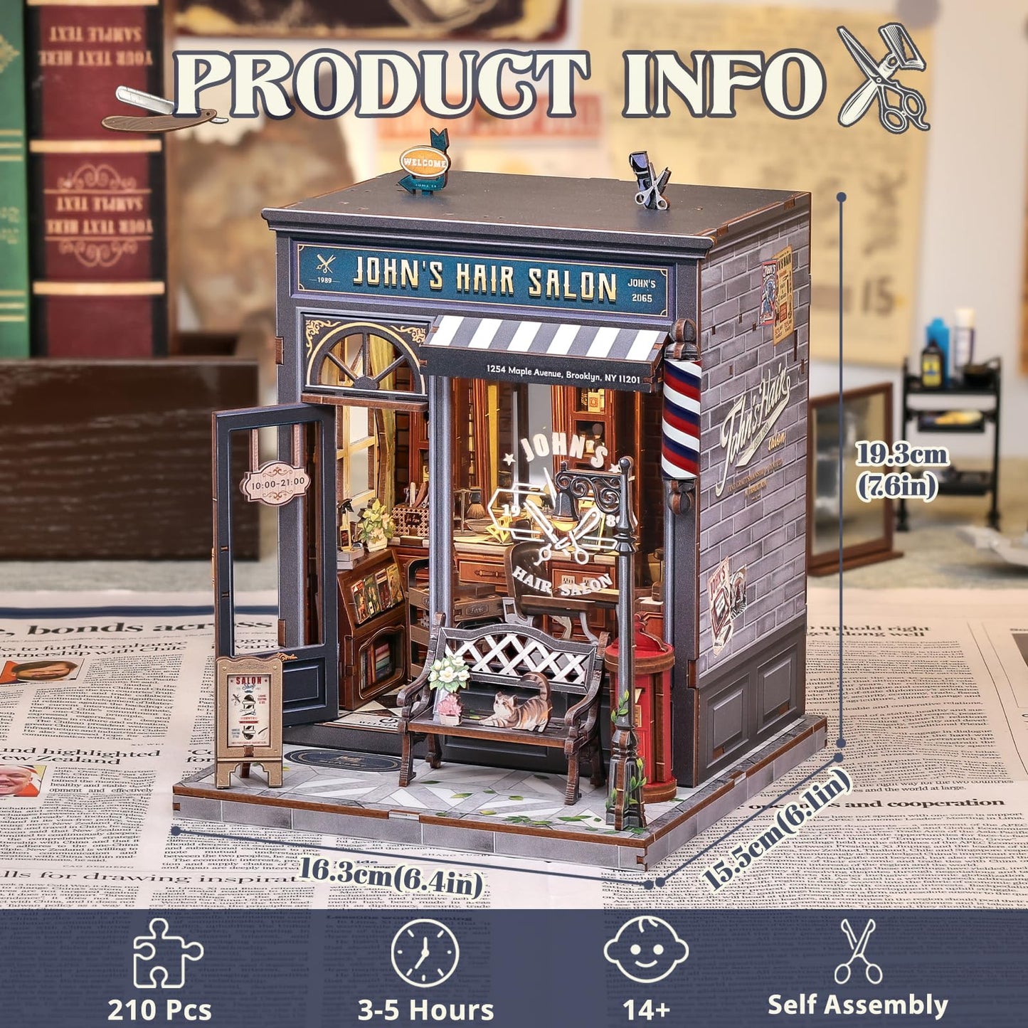 Cutefun Book Nook Kit, DIY Miniature House Kit for Adults, 3D Wooden Puzzle Mini House Building Kit with LED, Dollhouse Kit Bookshelf Insert Decor Creative Gifts for Teens (The Astrology Bookshop)