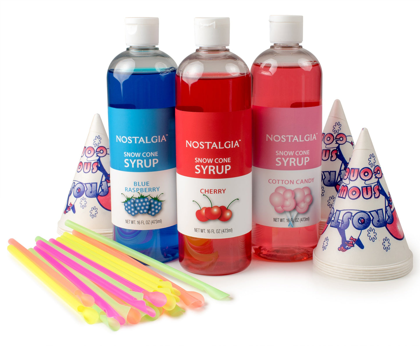 Nostalgia RSM702BUN Retro Series Single Snow Cone Maker with Syrup Party Kit, One Size, Red