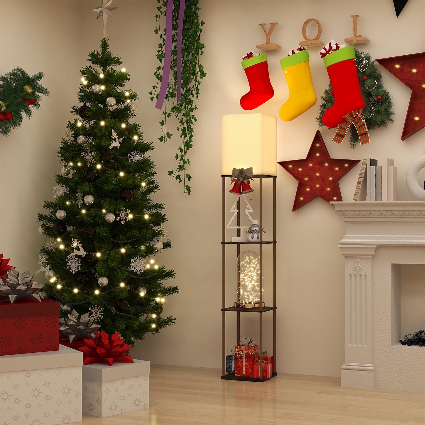App-Controlled Smart Lightbulb Bookshelf Floor Lamp