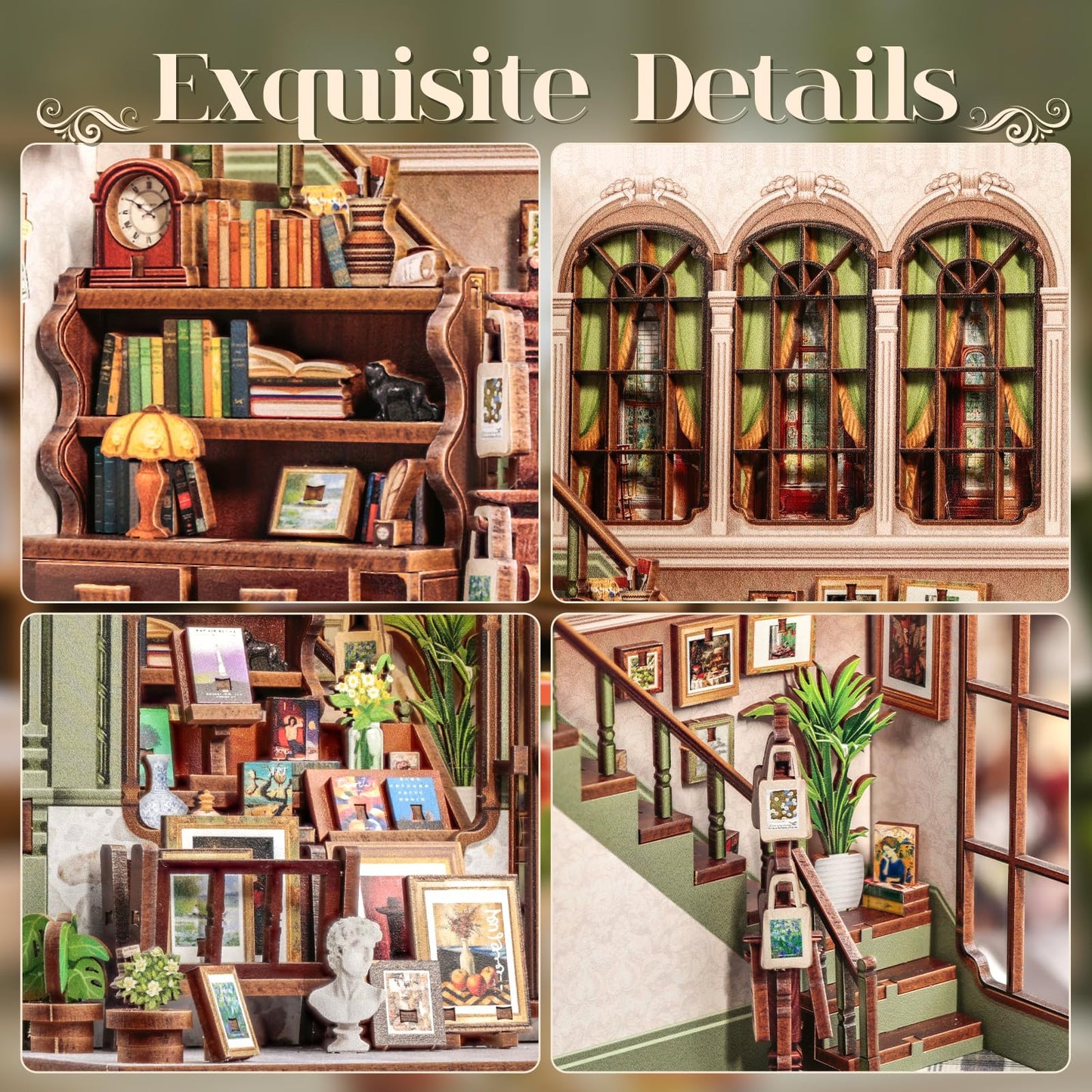 Cutefun Book Nook Kit, DIY Miniature House Kit for Adults, 3D Wooden Puzzle Mini House Building Kit with LED, Dollhouse Kit Bookshelf Insert Decor Creative Gifts for Teens (The Astrology Bookshop)