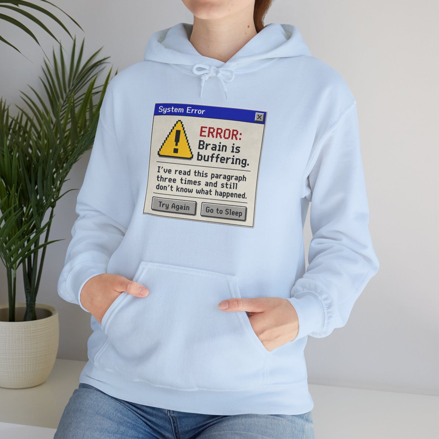Neurospicy "ERROR: Brain is buffering" Retro Computer Alert Graphic Hoodie