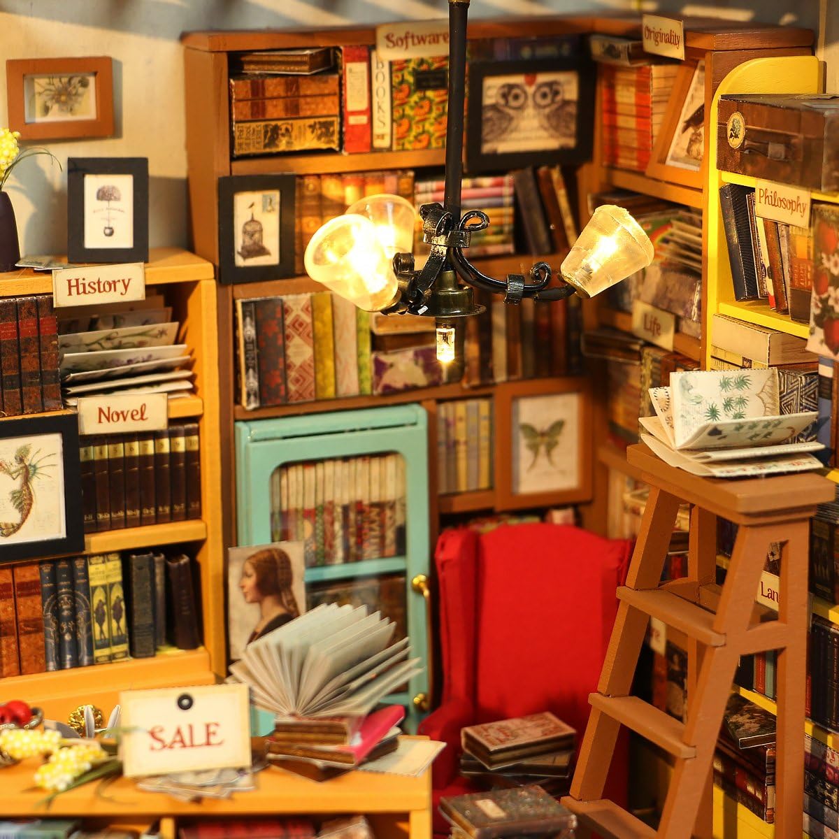 Kit de Bricolage pour Diorama Bibliothèque Miniature