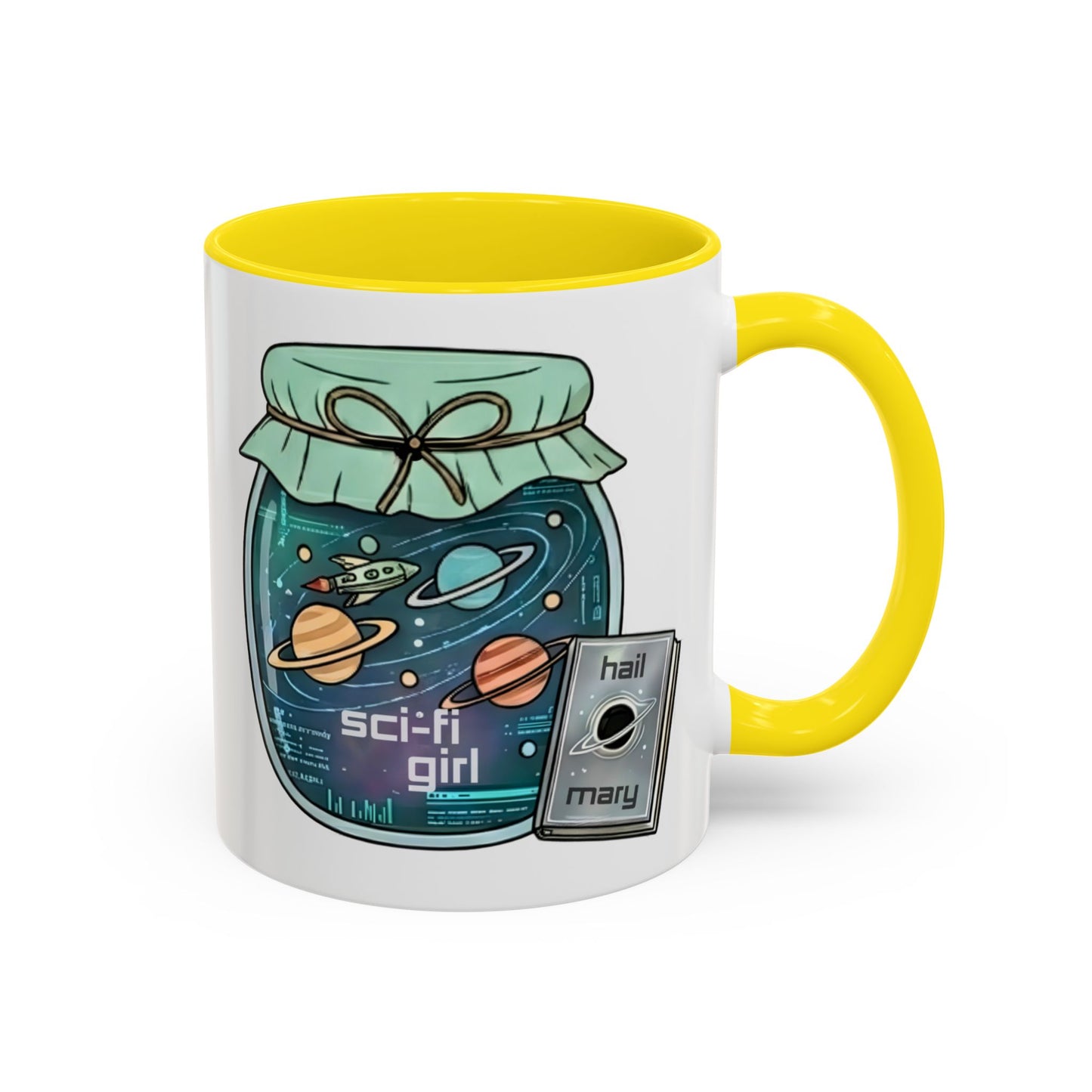 "Sci‑Fi Girl" JamJar Mug — Space Planets Accent Coffee Cup (11/15oz)
