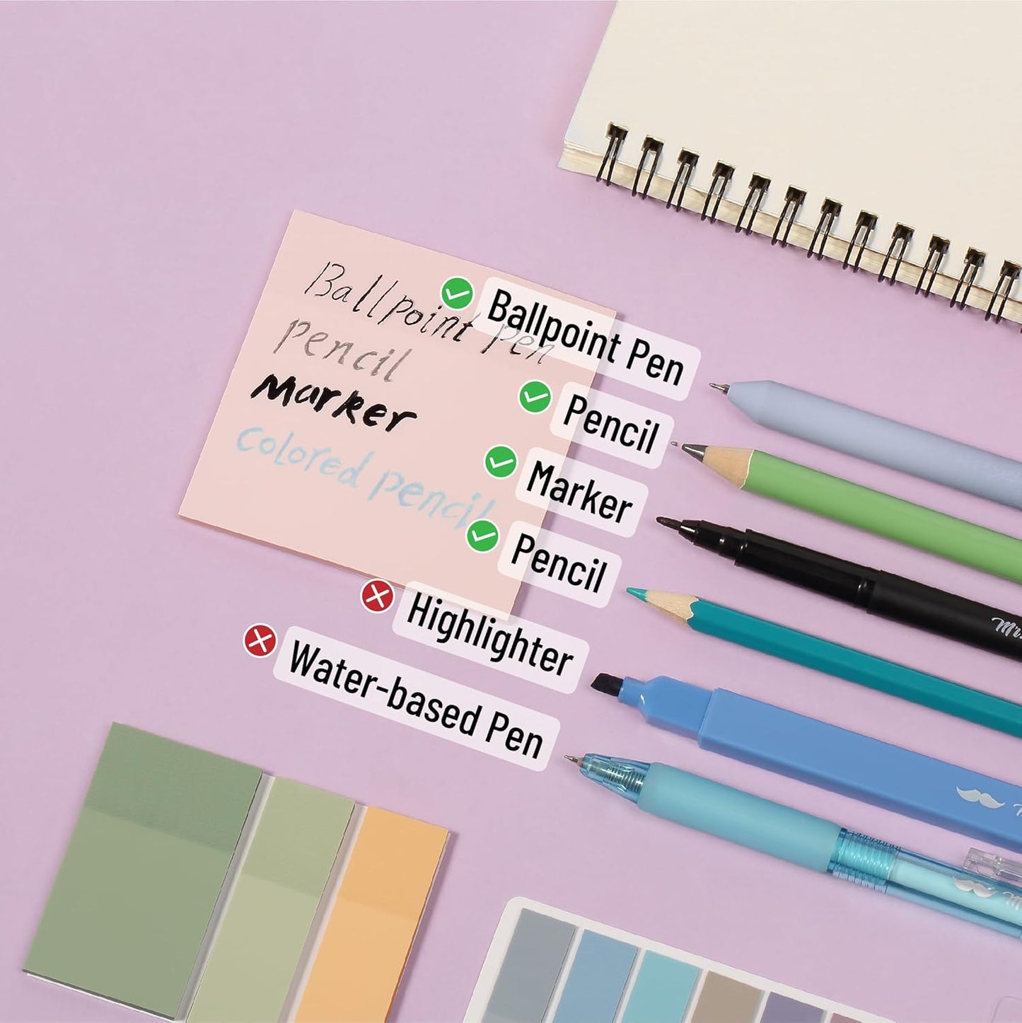Mr. Pen- Aesthetic Book Annotation Kit, Aesthetic Highlighters and Gel Pens, Transparent Sticky Notes, Transparent Sticky Tabs for Books, No Bleed Highlighters for Bible Pages No Bleed