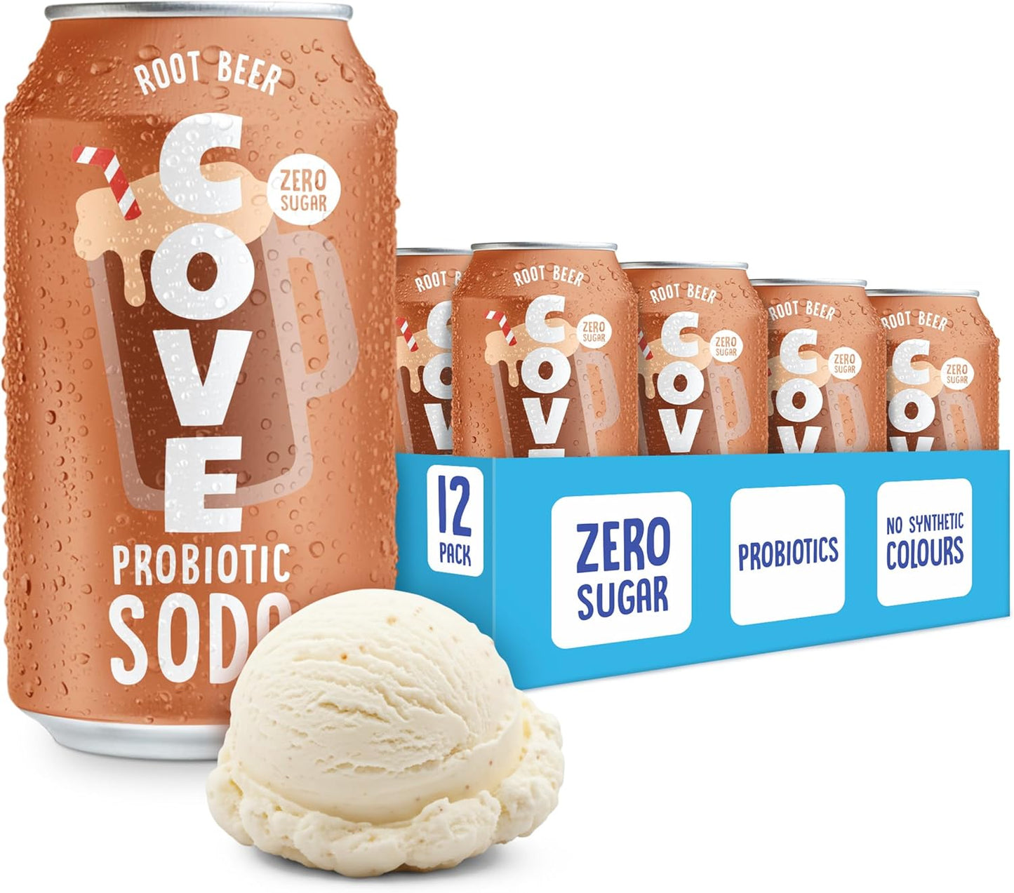 Cove Probiotic Soda, Zero Sugar Better-For-You Alternative - Refreshing, Delicious Probiotic Drink, No Artificial Colours & Caffeine Free - Raspberry, 12 Pack