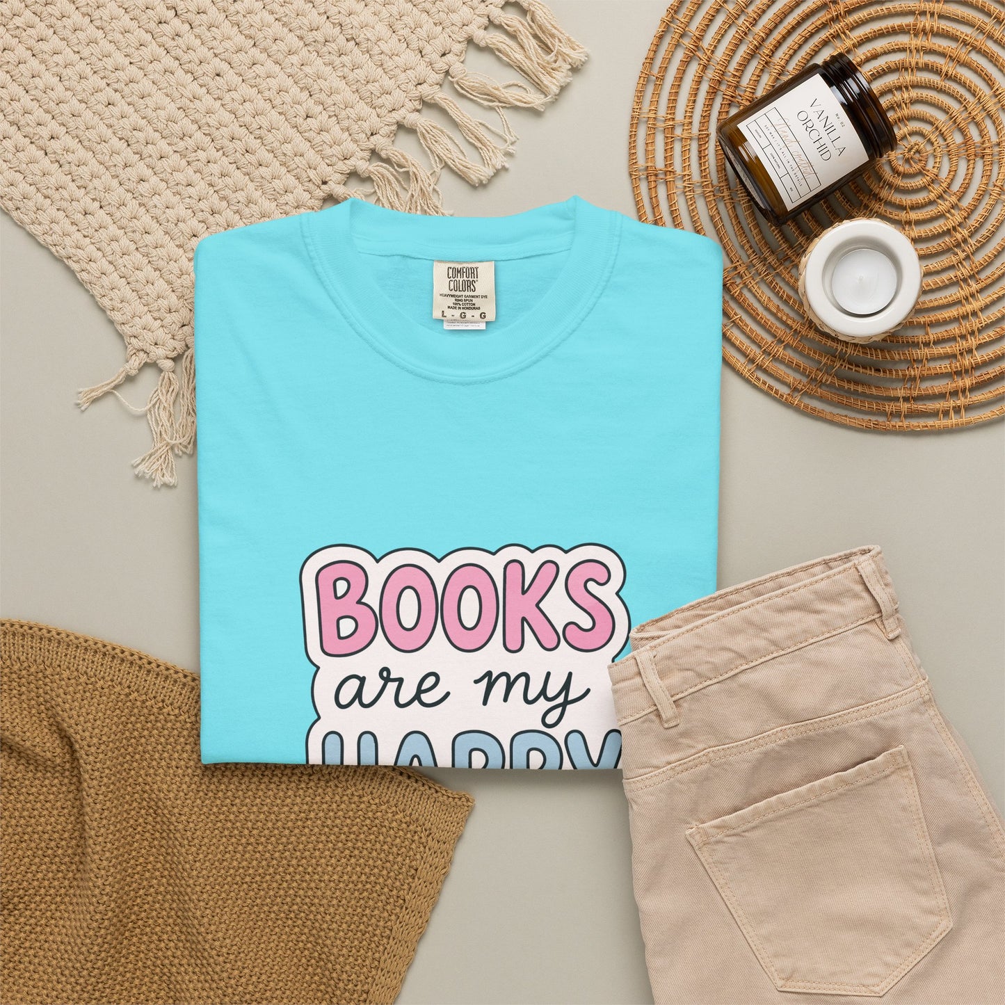 "Books Are My Happy Place" T-Shirt — Cute Pastel Reader Tee