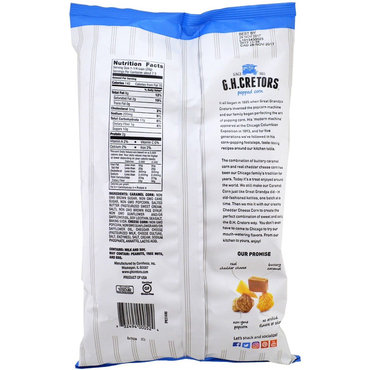G.H. Cretors Popcorn Chicago Mix (Caramel et Cheddar), 213g