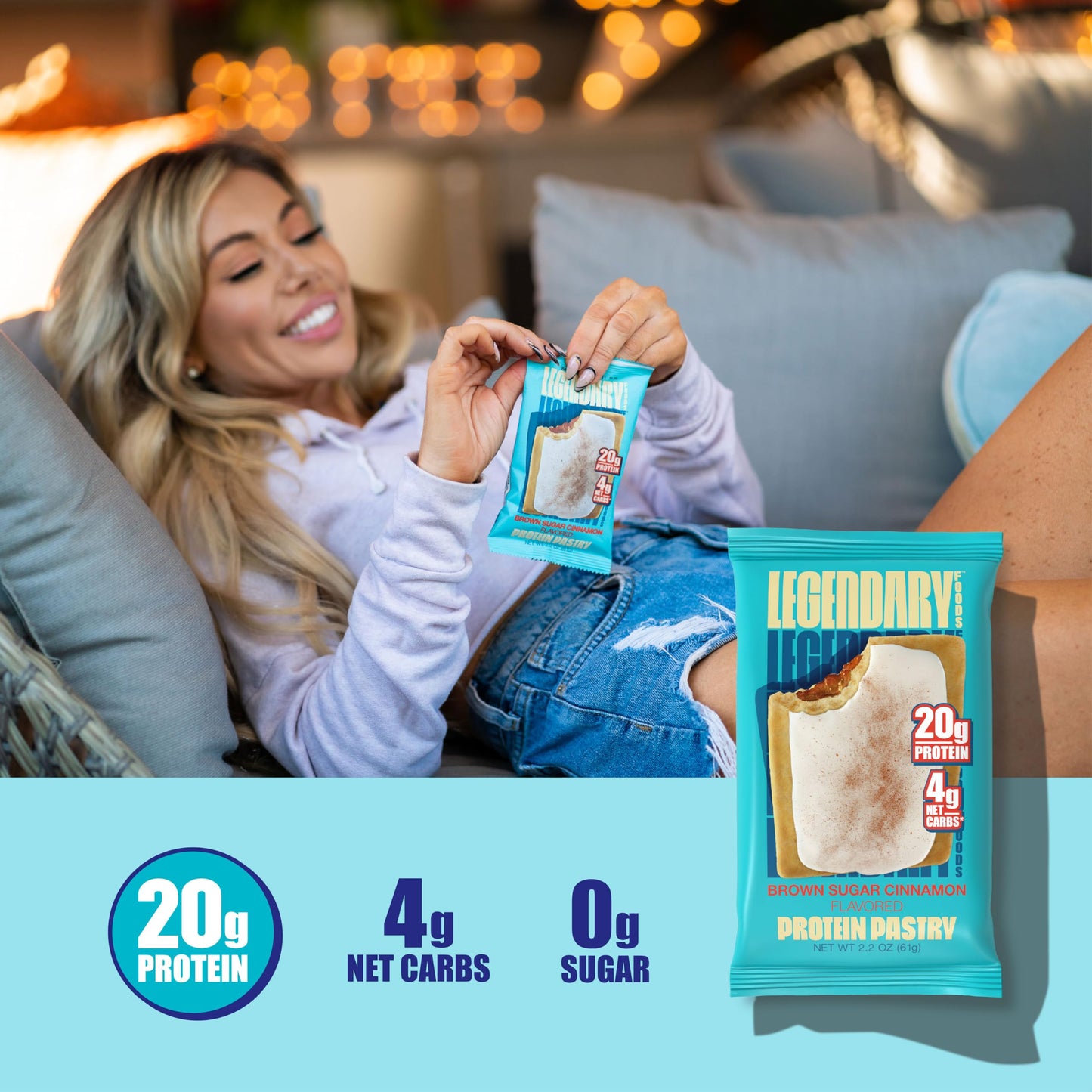 Legendary Foods 20 gr Protein Pastry | Low Carb Tasty Protein Bar Alternative | Keto Friendly | No Sugar Added | High Protein Snacks | On-The-Go Breakfast | Gluten Free Keto Food - Brown Sugar Cinnamon (10-Pack)