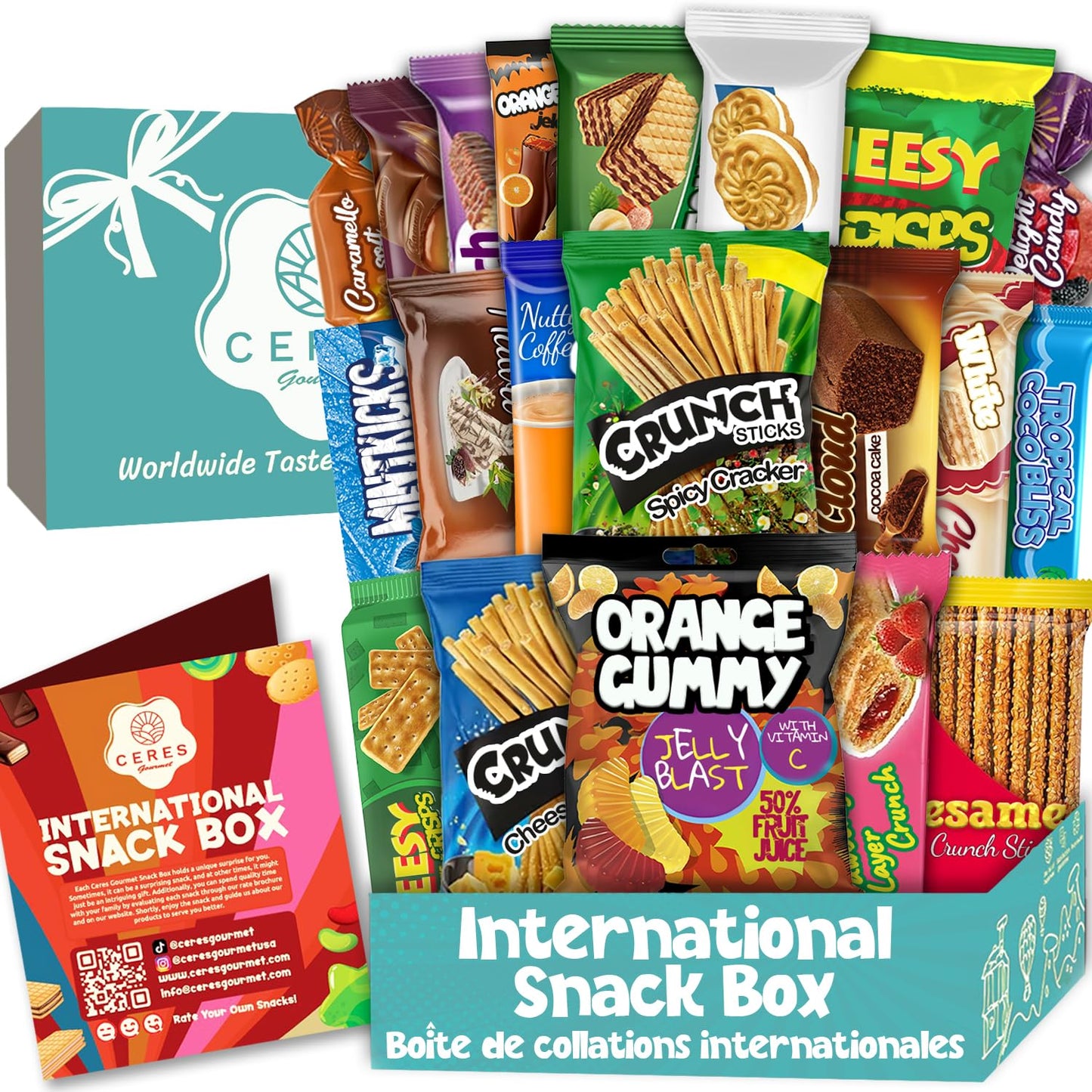 Exotic International Snack Box, 30-Piece Assortment of Snacks from Around the World |Office Snacking, Mystery Foreign Candy & Treats, Snacks Variety Pack for Adults, Kids, College and Students (Maxi)