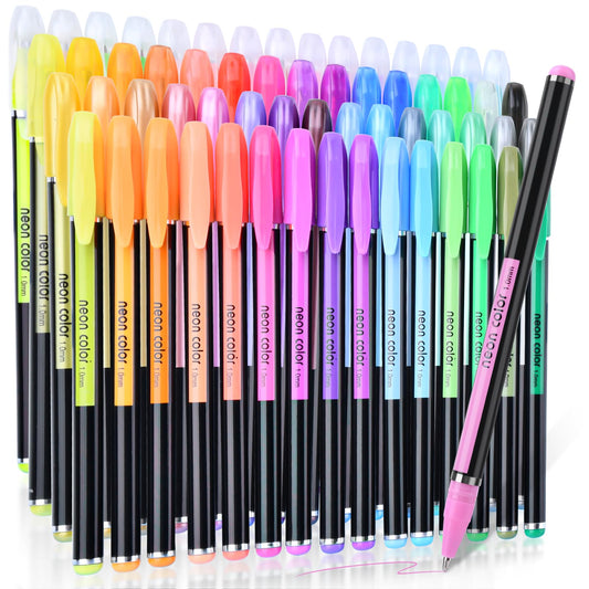 36 Colors Gel Pens Gel Pen Set for Adult Coloring, Metallic Glitter Pens & Gel Ink Pens for Journaling, Drawing, Cute Journal Pens Colored Gel Pens for Black Paper Writing