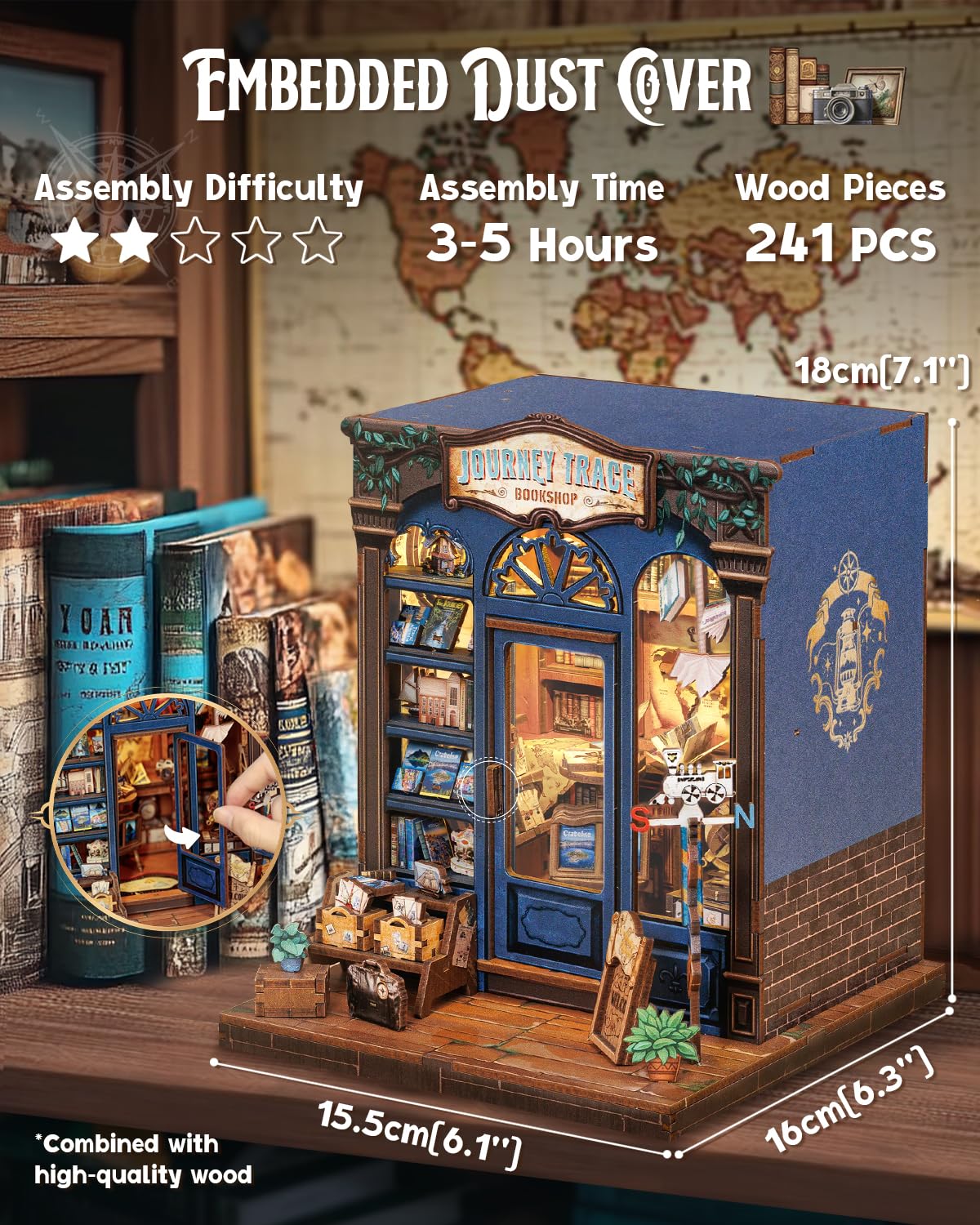 Cutefun Book Nook Kit, DIY Miniature House Kit for Adults, 3D Wooden Puzzle Mini House Building Kit with LED, Dollhouse Kit Bookshelf Insert Decor Creative Gifts for Teens (The Astrology Bookshop)