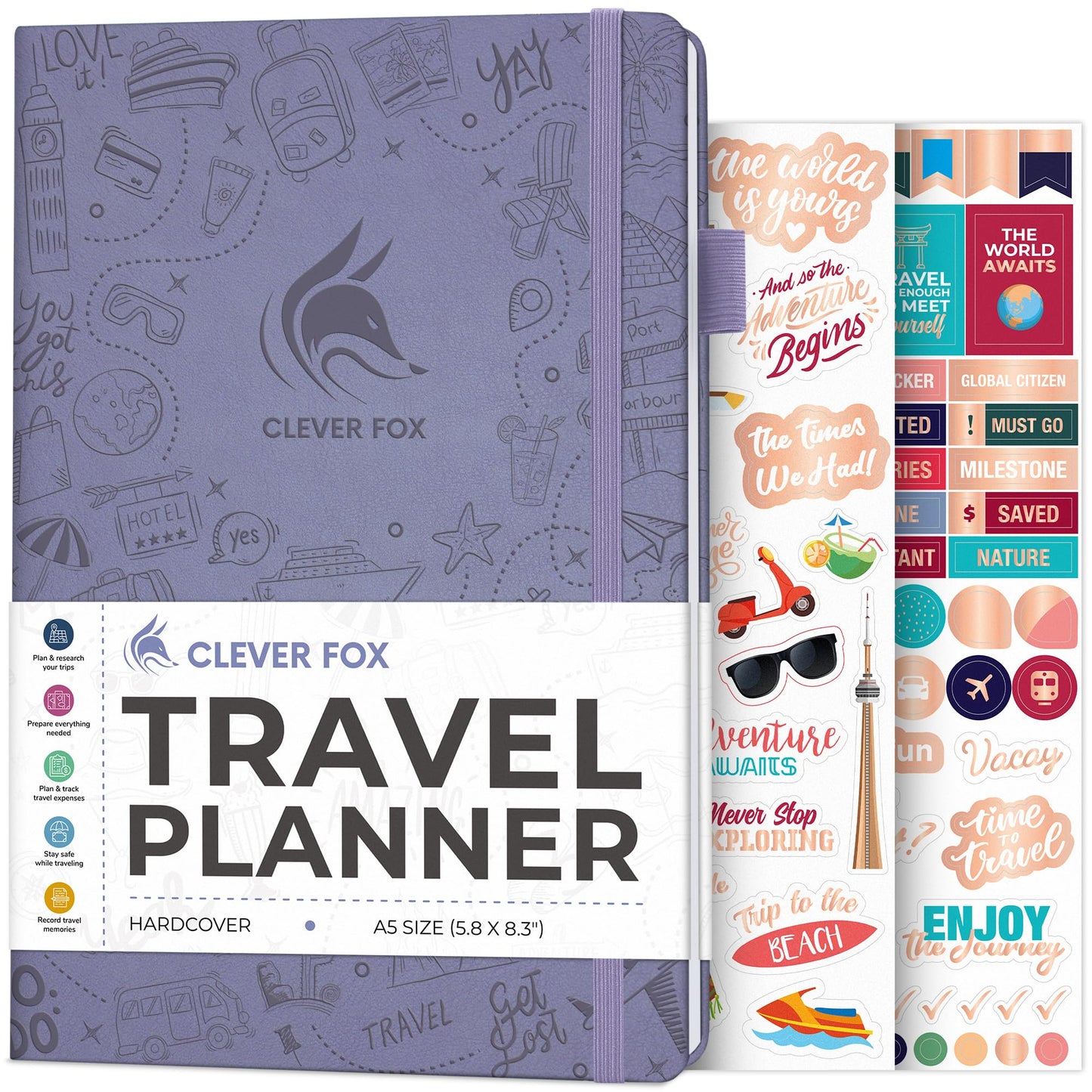 Carnet de Voyage Clever Fox – Carnet de Voyage avec Planificateur de Budget, Liste de Colisage, Suivi des Dépenses et Journal de Bord – Organisateur d'Itinéraire de Voyage pour Femmes, Hommes et Couples – Couverture Rigide