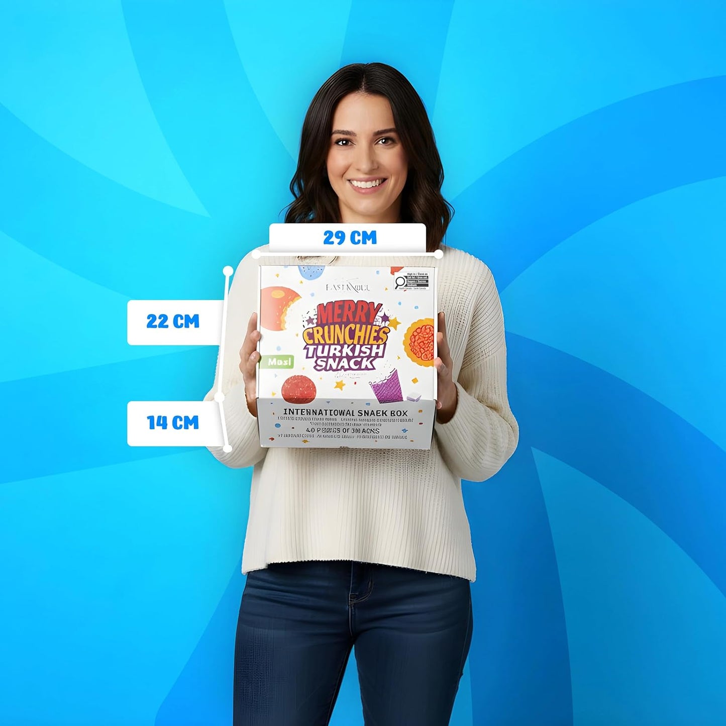 Eastanbul International Snack Box, Premium 40 Full-Size Foreign Snack Box, From Around The World International, Sweet, Savory, Chewy, Crunchy, Gift for Christmas