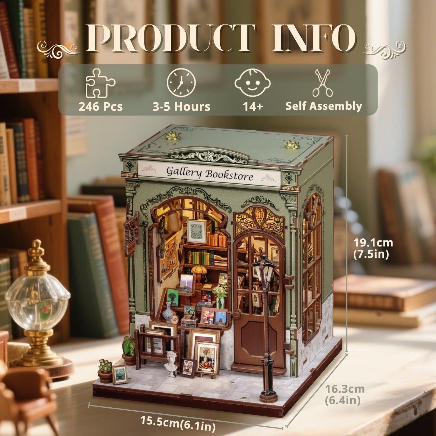 Cutefun Book Nook Kit, DIY Miniature House Kit for Adults, 3D Wooden Puzzle Mini House Building Kit with LED, Dollhouse Kit Bookshelf Insert Decor Creative Gifts for Teens (The Astrology Bookshop)