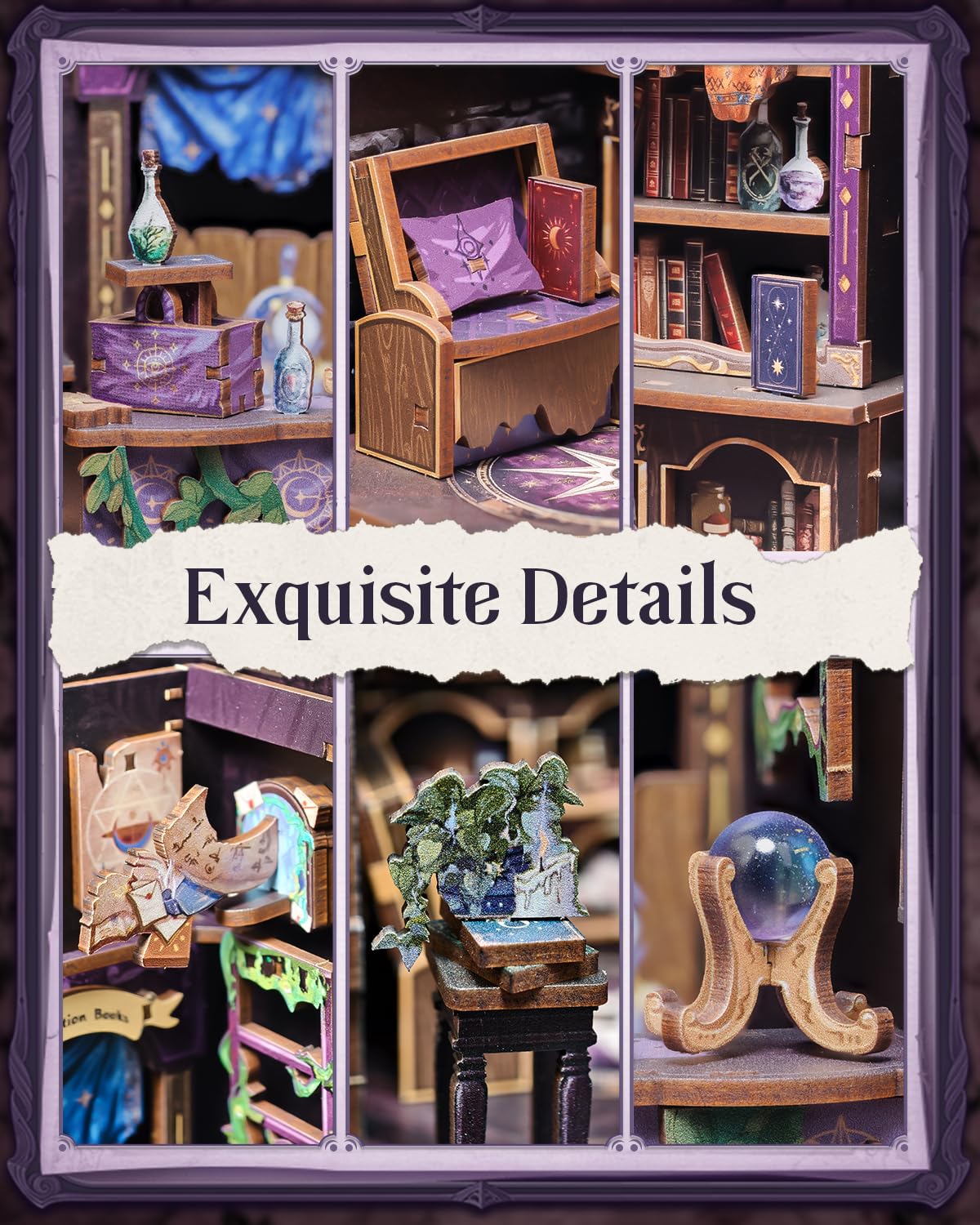 Cutefun Book Nook Kit, DIY Miniature House Kit for Adults, 3D Wooden Puzzle Mini House Building Kit with LED, Dollhouse Kit Bookshelf Insert Decor Creative Gifts for Teens (The Astrology Bookshop)
