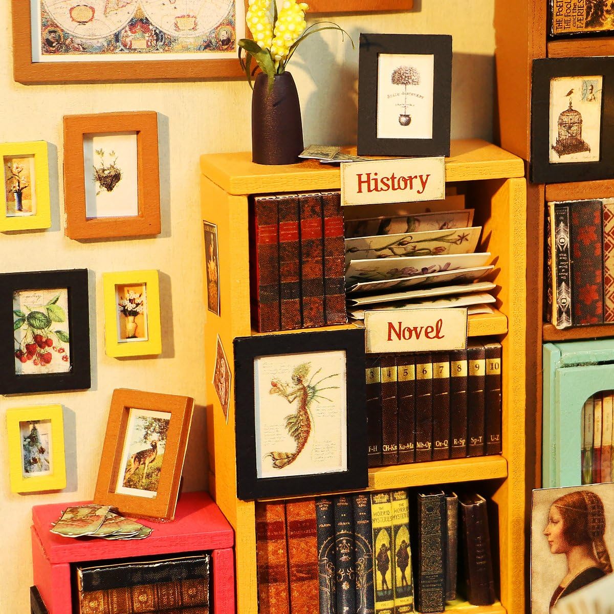 Kit de Bricolage pour Diorama Bibliothèque Miniature