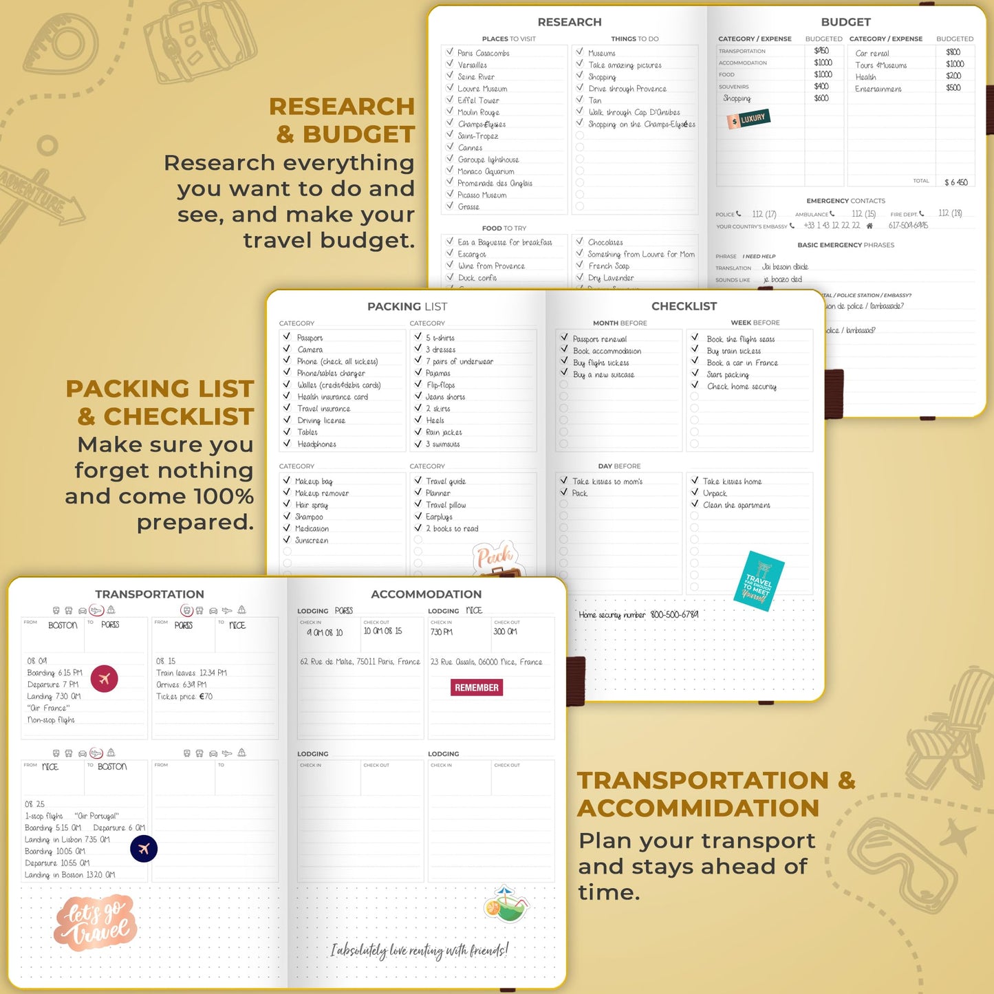Carnet de Voyage Clever Fox – Carnet de Voyage avec Planificateur de Budget, Liste de Colisage, Suivi des Dépenses et Journal de Bord – Organisateur d'Itinéraire de Voyage pour Femmes, Hommes et Couples – Couverture Rigide