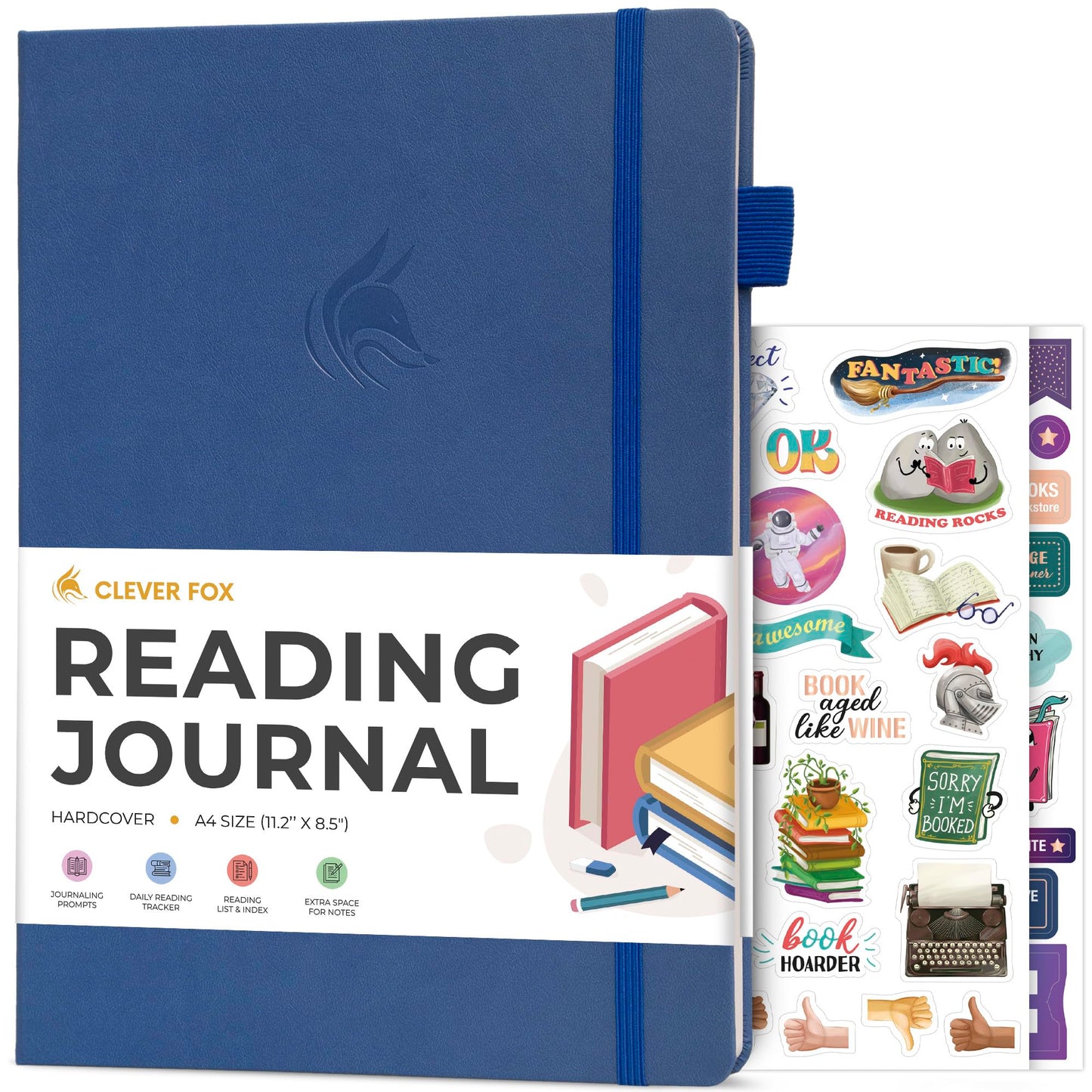 Journal de lecture en similicuir avec autocollants - Plusieurs coloris