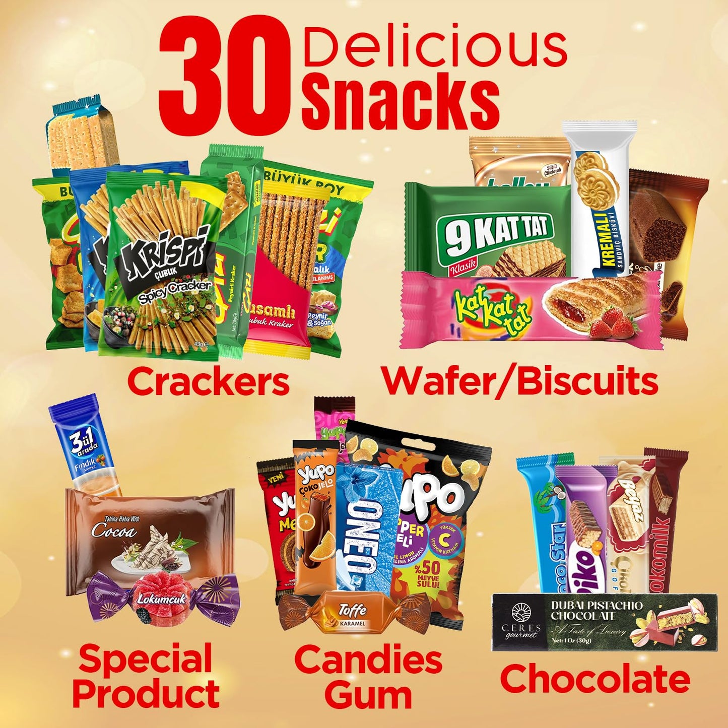 Exotic International Snack Box, 30-Piece Assortment of Snacks from Around the World |Office Snacking, Mystery Foreign Candy & Treats, Snacks Variety Pack for Adults, Kids, College and Students (Maxi)