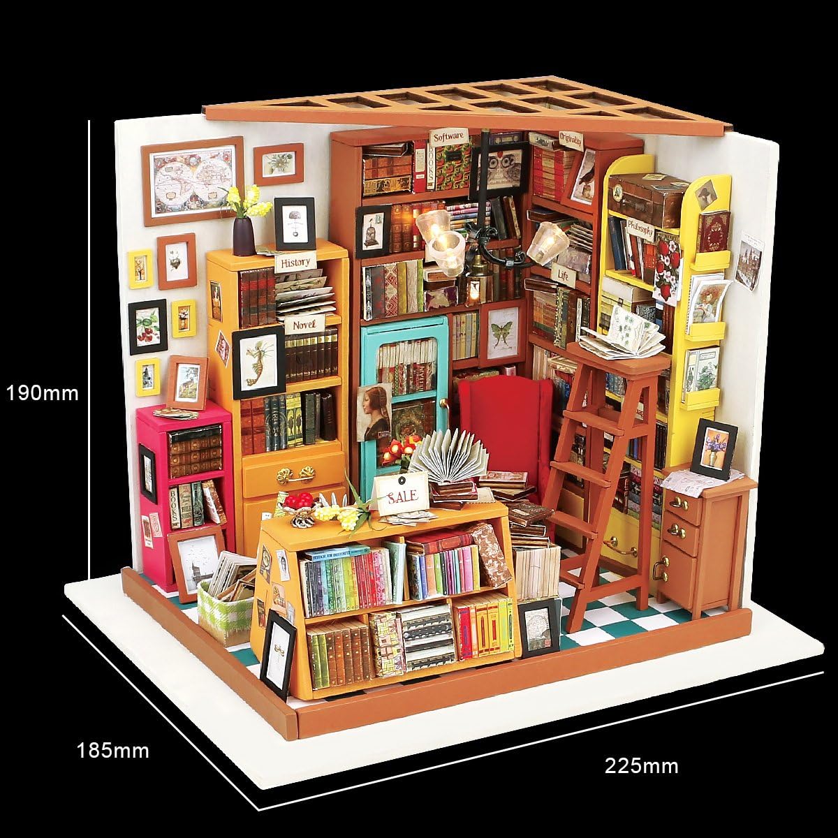Kit de Bricolage pour Diorama Bibliothèque Miniature
