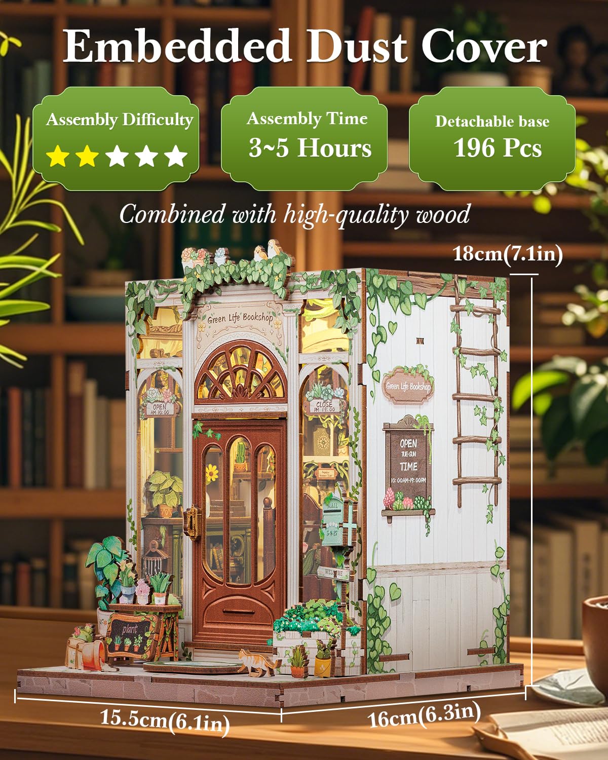 Cutefun Book Nook Kit, DIY Miniature House Kit for Adults, 3D Wooden Puzzle Mini House Building Kit with LED, Dollhouse Kit Bookshelf Insert Decor Creative Gifts for Teens (The Astrology Bookshop)
