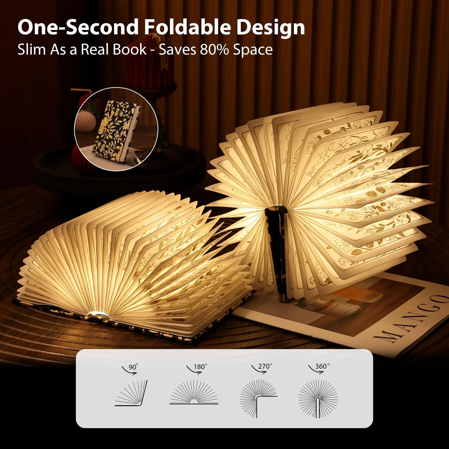 Floral Print Book Light