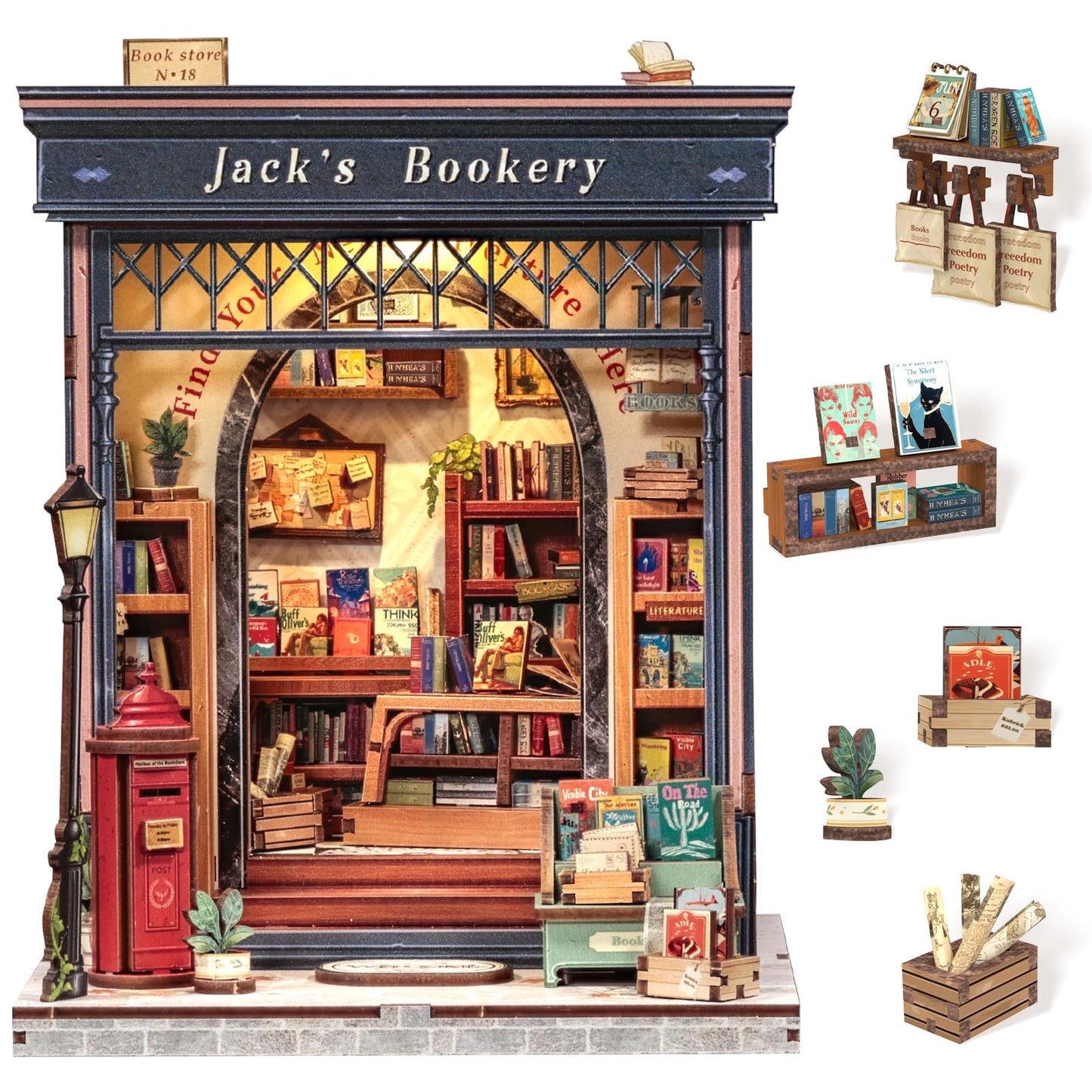 Cutefun Book Nook Kit, DIY Miniature House Kit for Adults, 3D Wooden Puzzle Mini House Building Kit with LED, Dollhouse Kit Bookshelf Insert Decor Creative Gifts for Teens (The Astrology Bookshop)