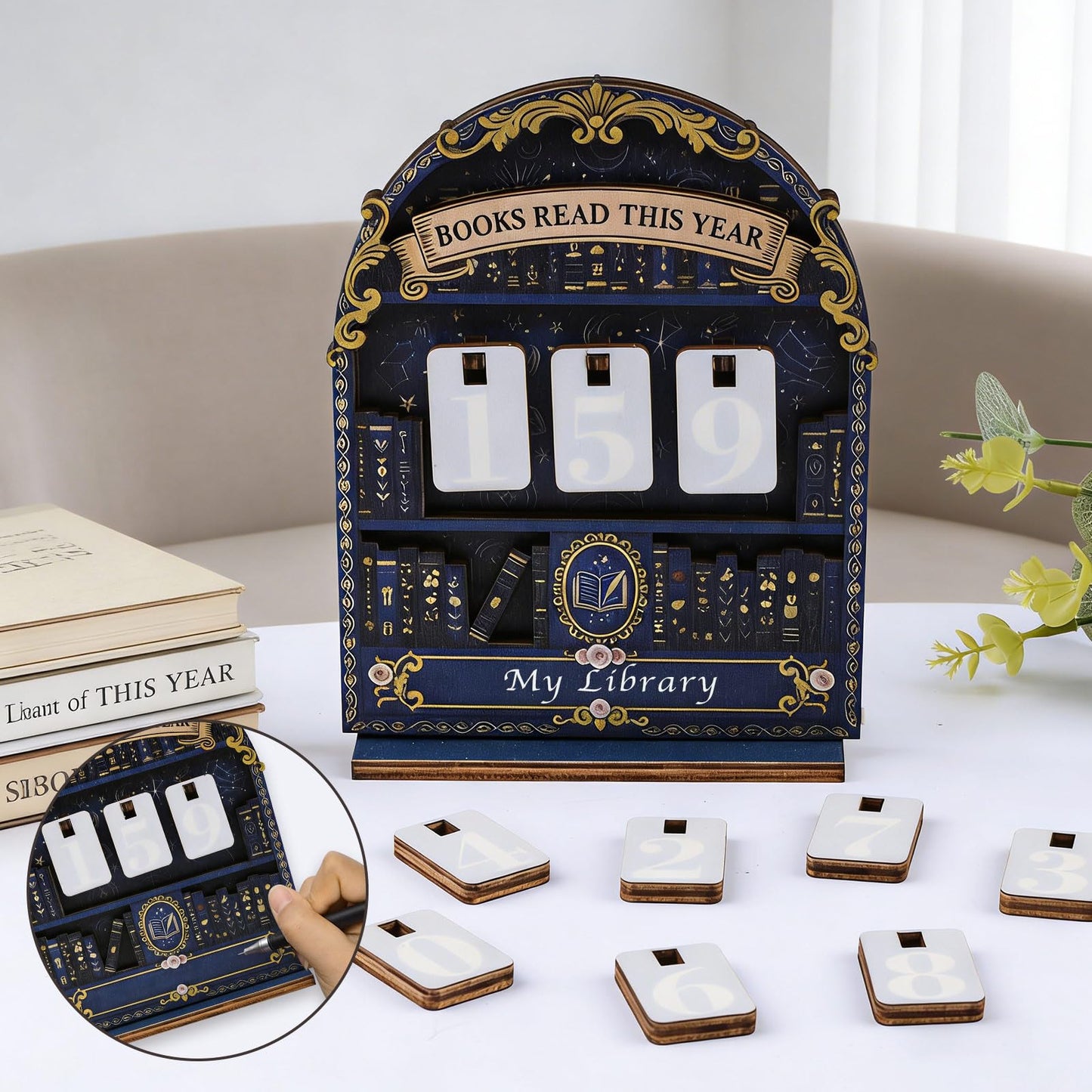 Wooden Reading Tracker - Bookshelf Decor