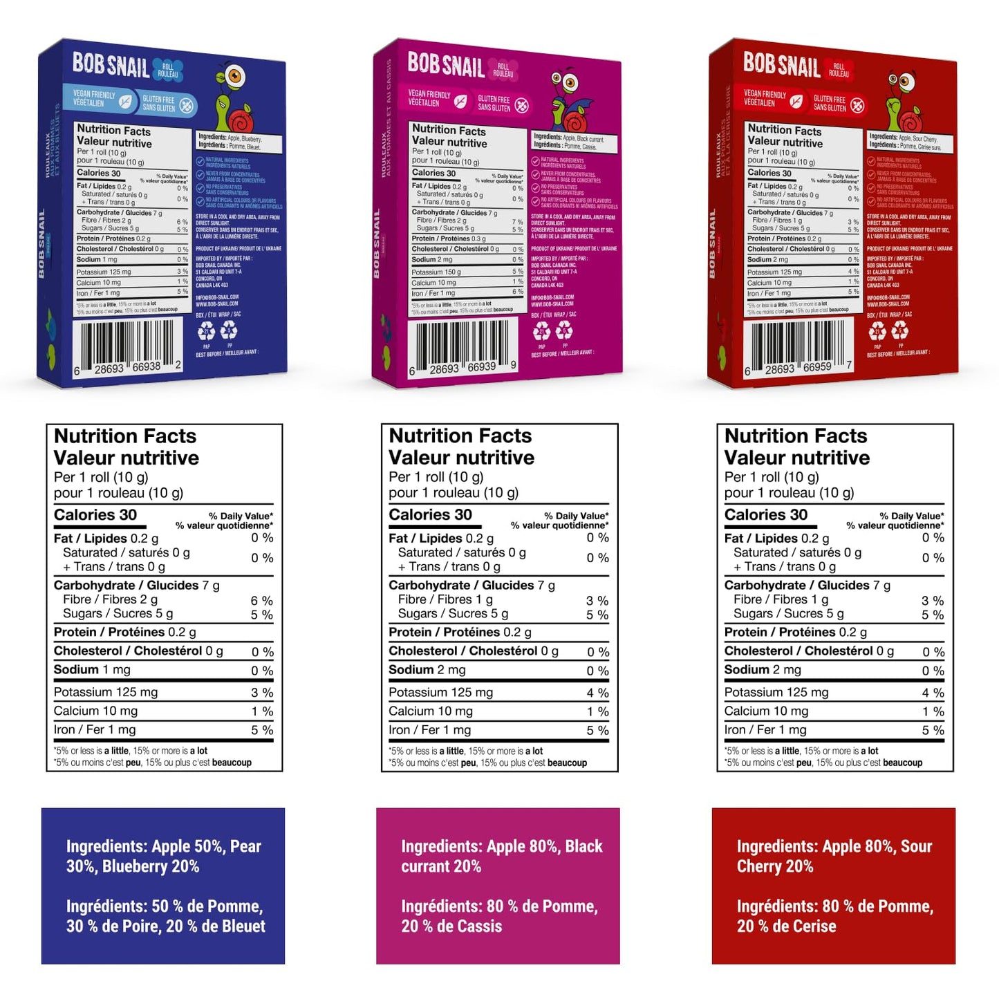 Bob Snail Fruit Roll Ups – Healthy Sweets Snacks, Real Dried Fruits, No Added Sugar, Vegan, Nut Free, Candy for Adults, Kids, with Blueberry, Raspberry, Strawberry – Bulk gift Box 80 pcs Rolls, 800g