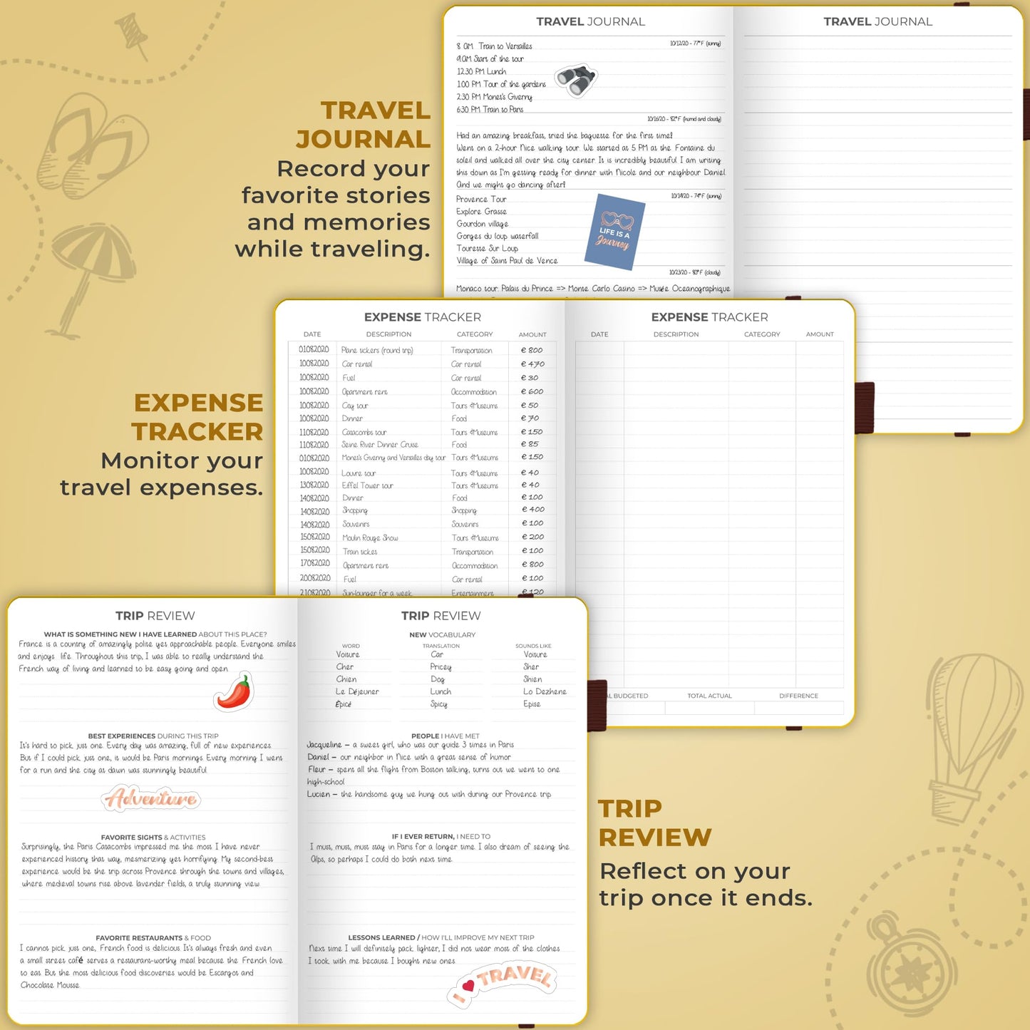 Carnet de Voyage Clever Fox – Carnet de Voyage avec Planificateur de Budget, Liste de Colisage, Suivi des Dépenses et Journal de Bord – Organisateur d'Itinéraire de Voyage pour Femmes, Hommes et Couples – Couverture Rigide