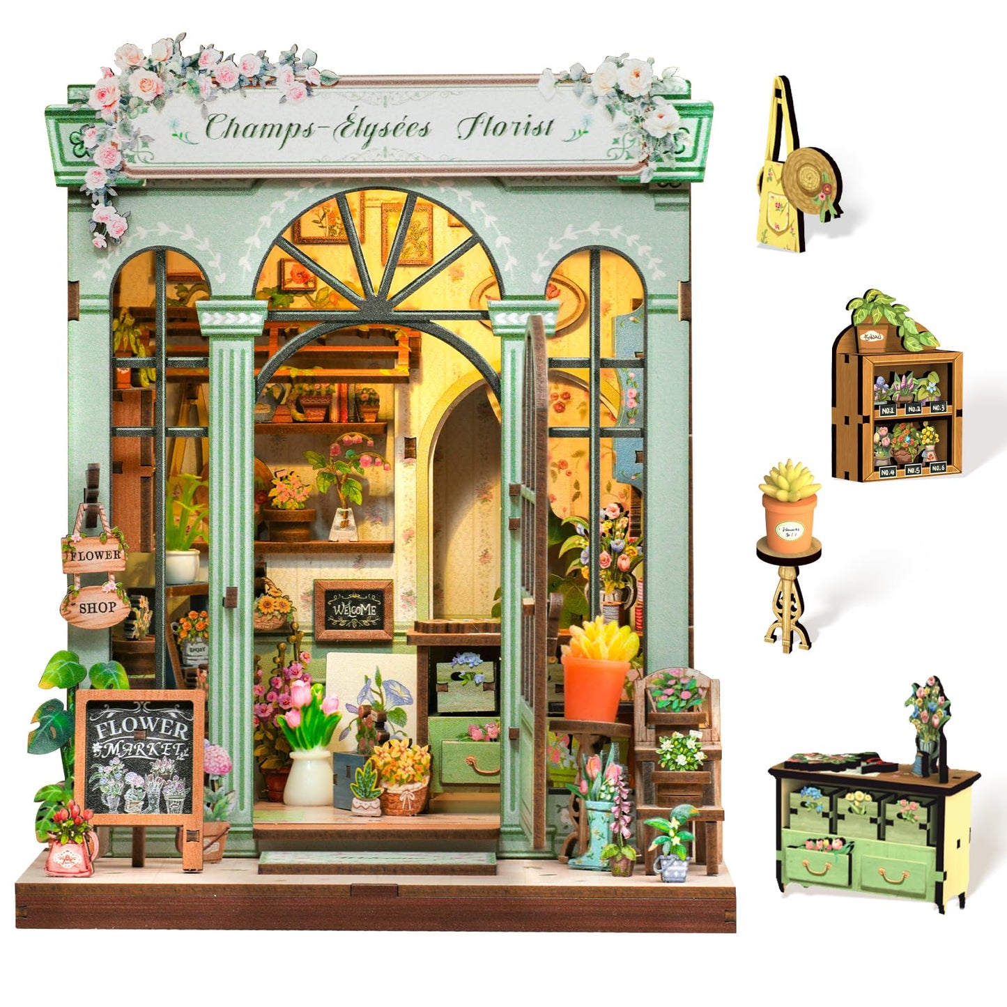 Cutefun Book Nook Kit, DIY Miniature House Kit for Adults, 3D Wooden Puzzle Mini House Building Kit with LED, Dollhouse Kit Bookshelf Insert Decor Creative Gifts for Teens (The Astrology Bookshop)